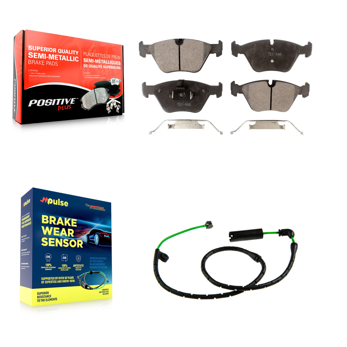 Front Semi-Metallic Disc Brake Pads And Wear Sensors Kit For BMW X3 3.0L KPW-101570