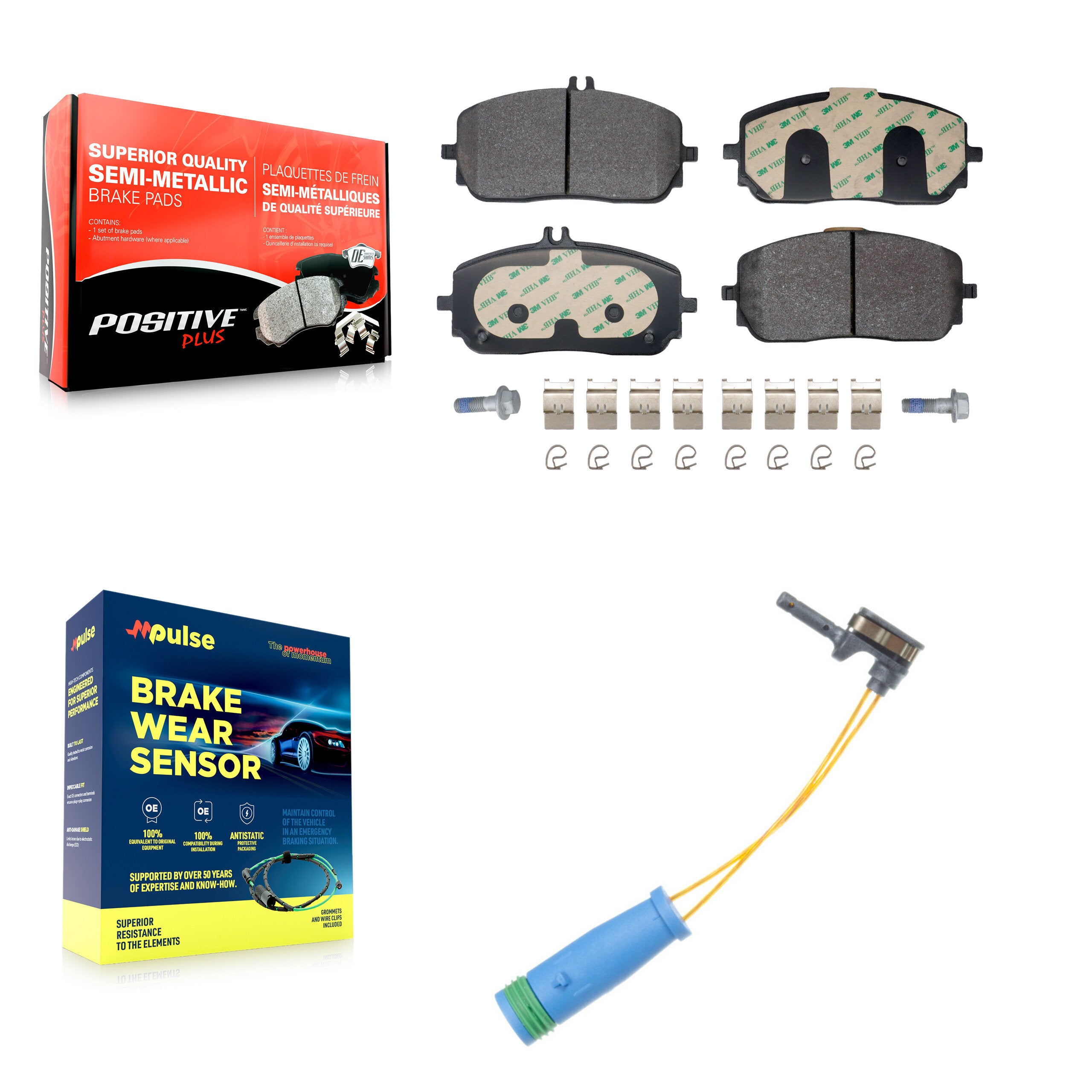 Front Semi-Metallic Brake Pad Wear Sensor Kit For Mercedes-Benz GLE350 GLB250 GLA250 A220 KPW-101571