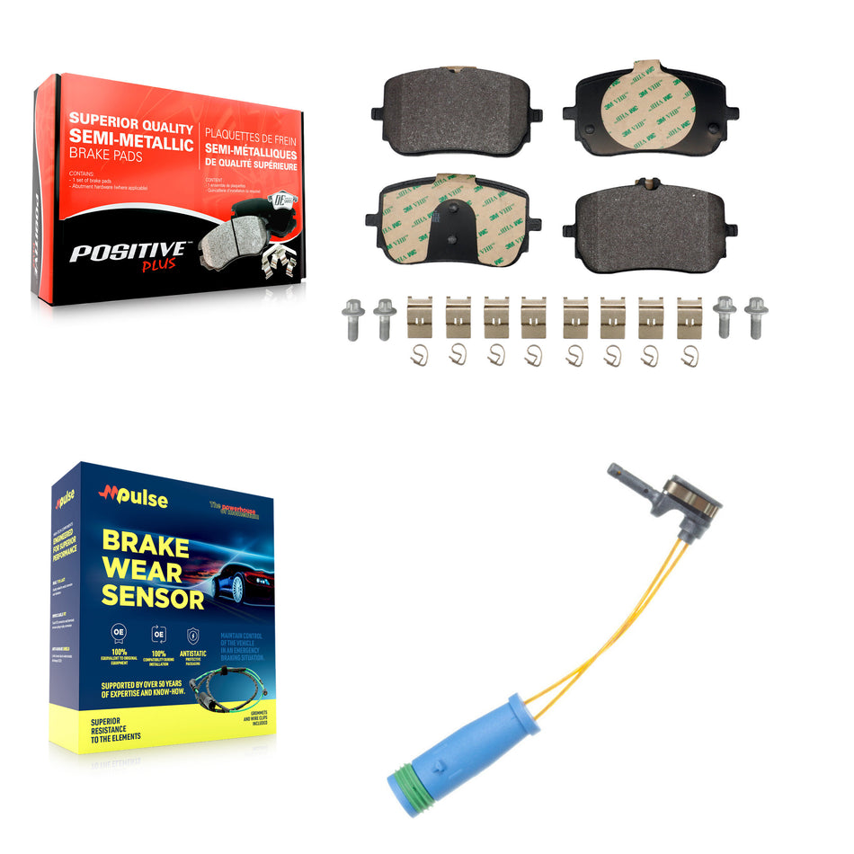 Front Semi-Metallic Disc Brake Pads And Wear Sensors Kit For Mercedes-Benz A220 CLA250 KPW-101572