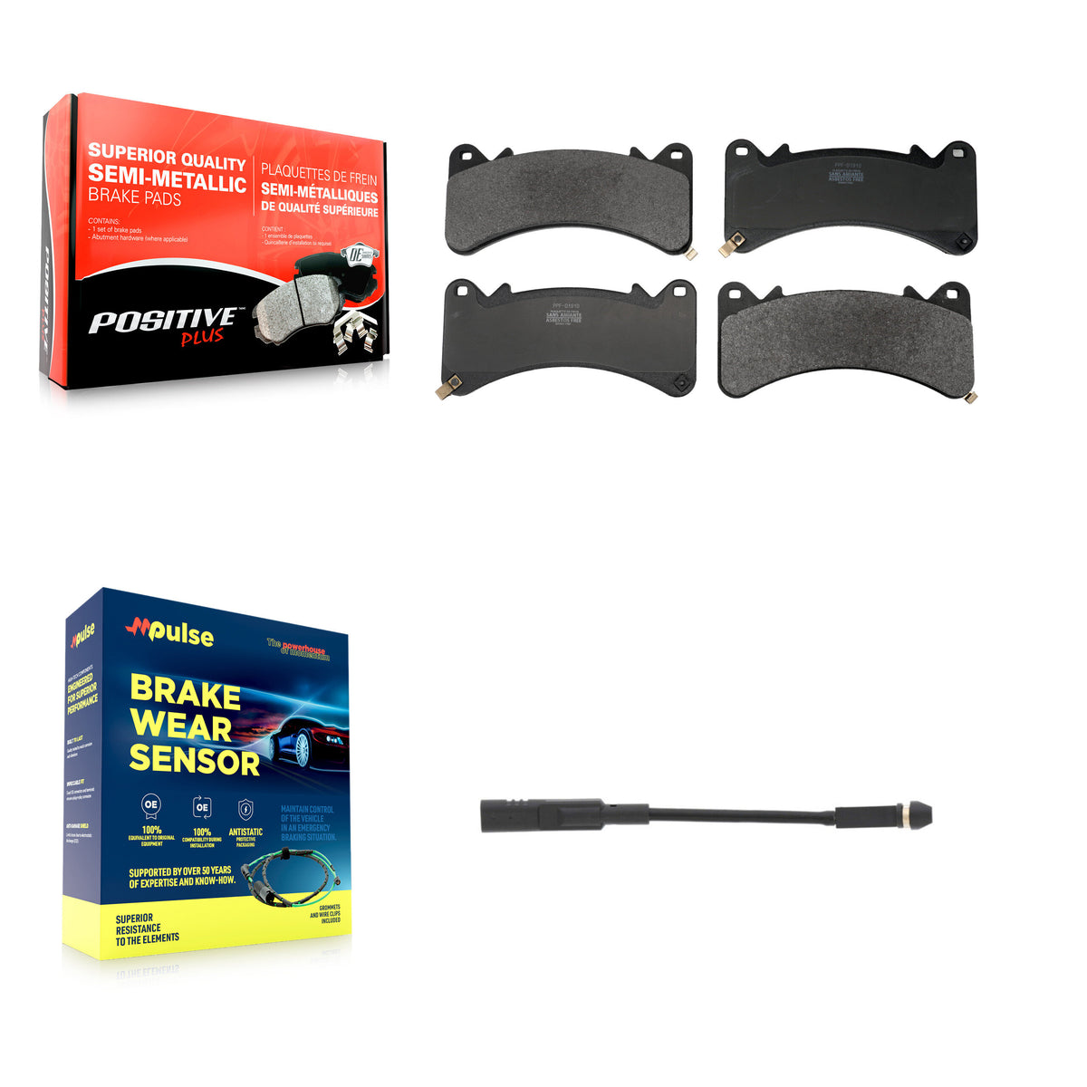 Front Semi-Metallic Brake Pads Wear Sensor Kit For GMC Chevrolet Silverado 1500 Sierra XL KPW-101575