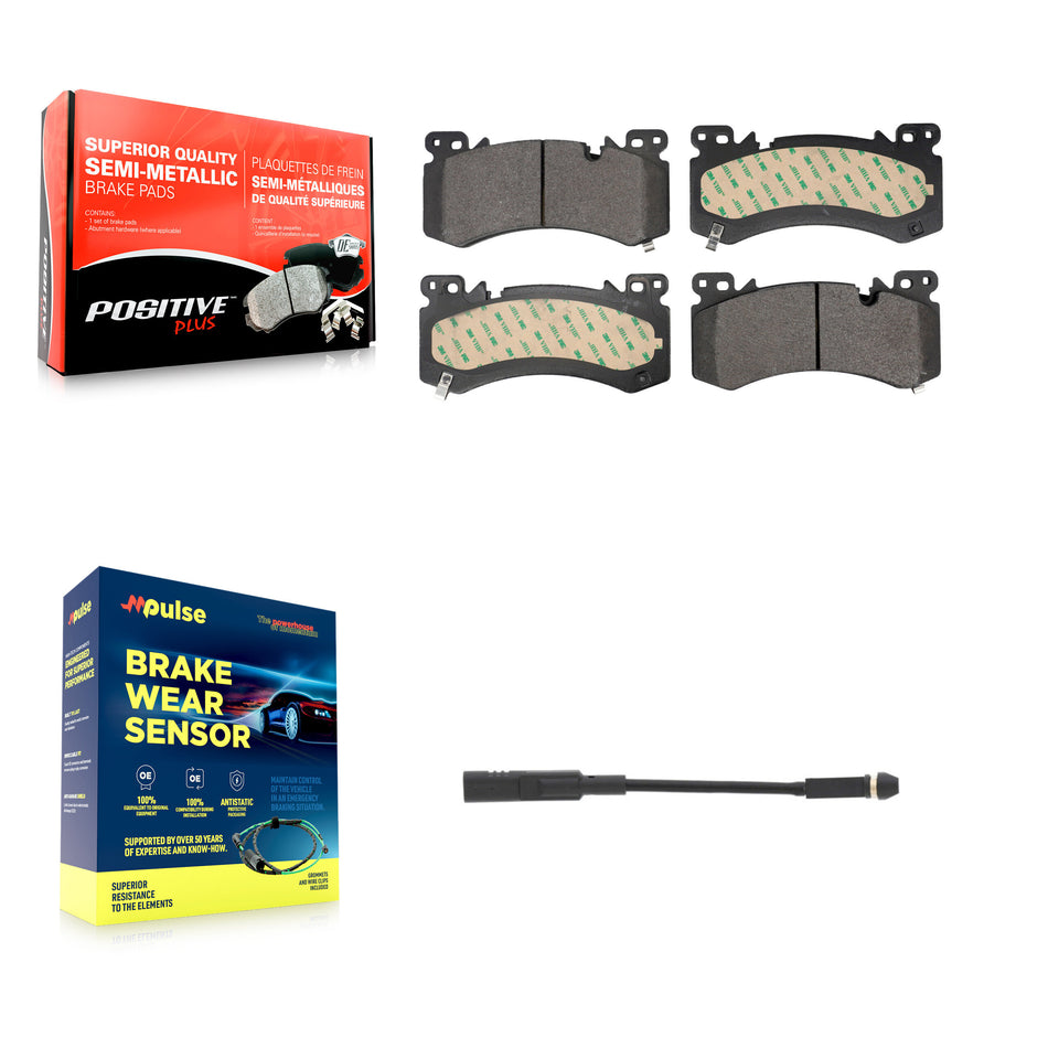 Front Semi-Metallic Brake Pads & Wear Sensor Kit For 21-22 Chevrolet Tahoe 3.0L/5.3L/6.2L KPW-101576