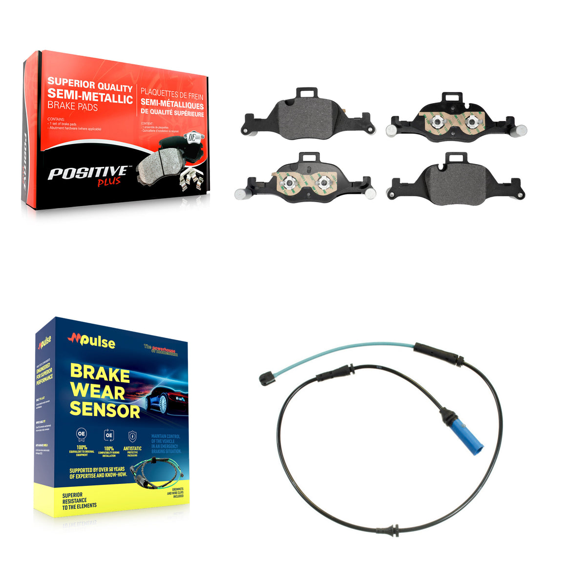 Front Semi-Metallic Disc Brake Pad And Wear Sensor Kit For BMW 530i xDrive 540i 530e 540d KPW-101577