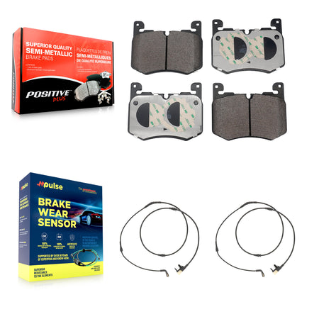 Front Semi-Metallic Brake Pads & Wear Sensor Kit For Jaguar F-Pace Land Rover Range Velar KPW-101580