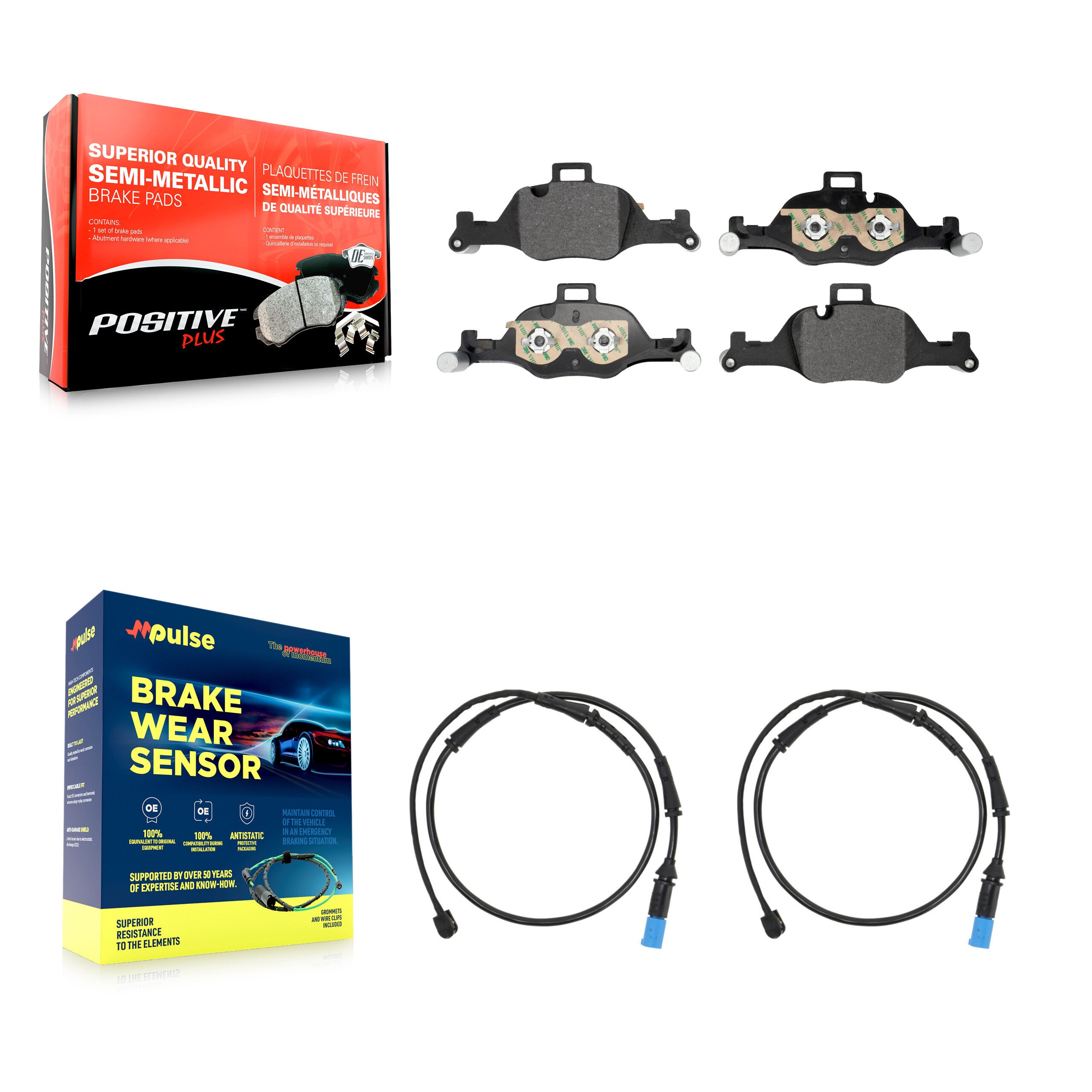 Front Semi-Metallic Disc Brake Pads And Wear Sensors Kit For BMW X5 X6 KPW-101582
