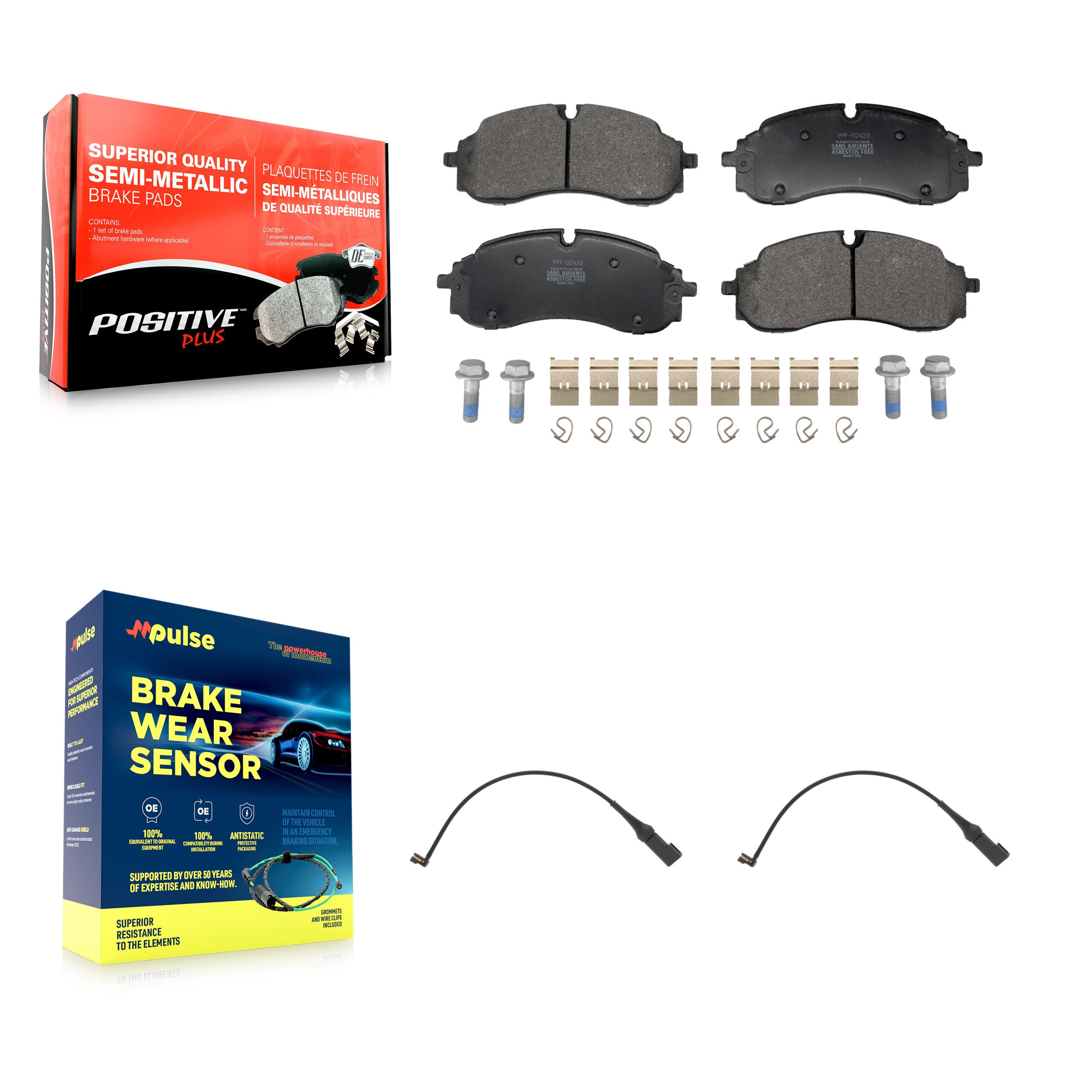 Front Semi-Metallic Brake Pads Wear Sensor Kit For 22-23 Ford E-Transit With 5 Lug Wheels KPW-101588
