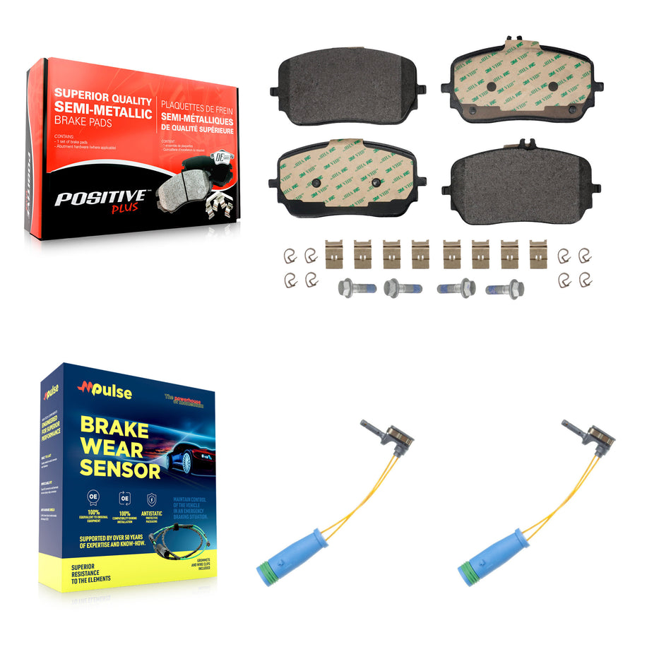 Front Semi-Metallic Brake Pad & Wear Sensor Kit For Mercedes-Benz GLE450 GLS450 GLE53 AMG KPW-101592