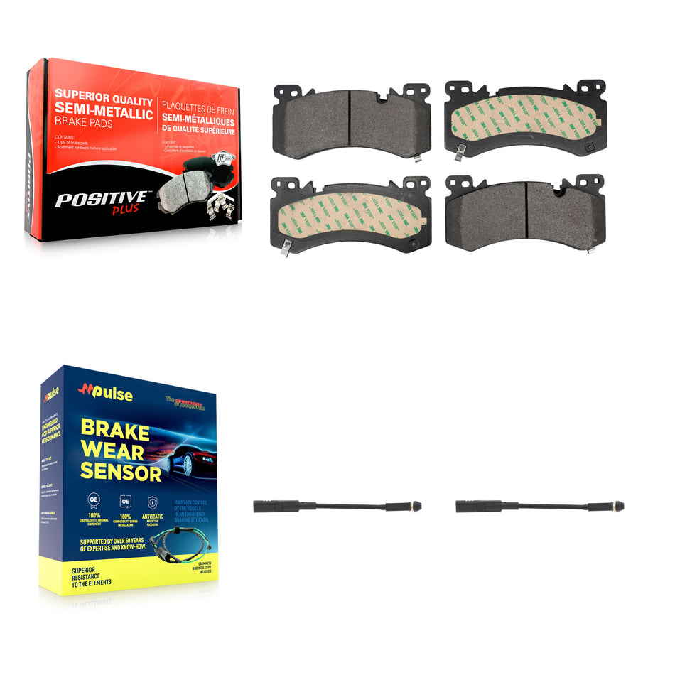 Front Semi-Metallic Brake Pads & Wear Sensor Kit For 21-22 Chevrolet Tahoe 3.0L/5.3L/6.2L KPW-101595