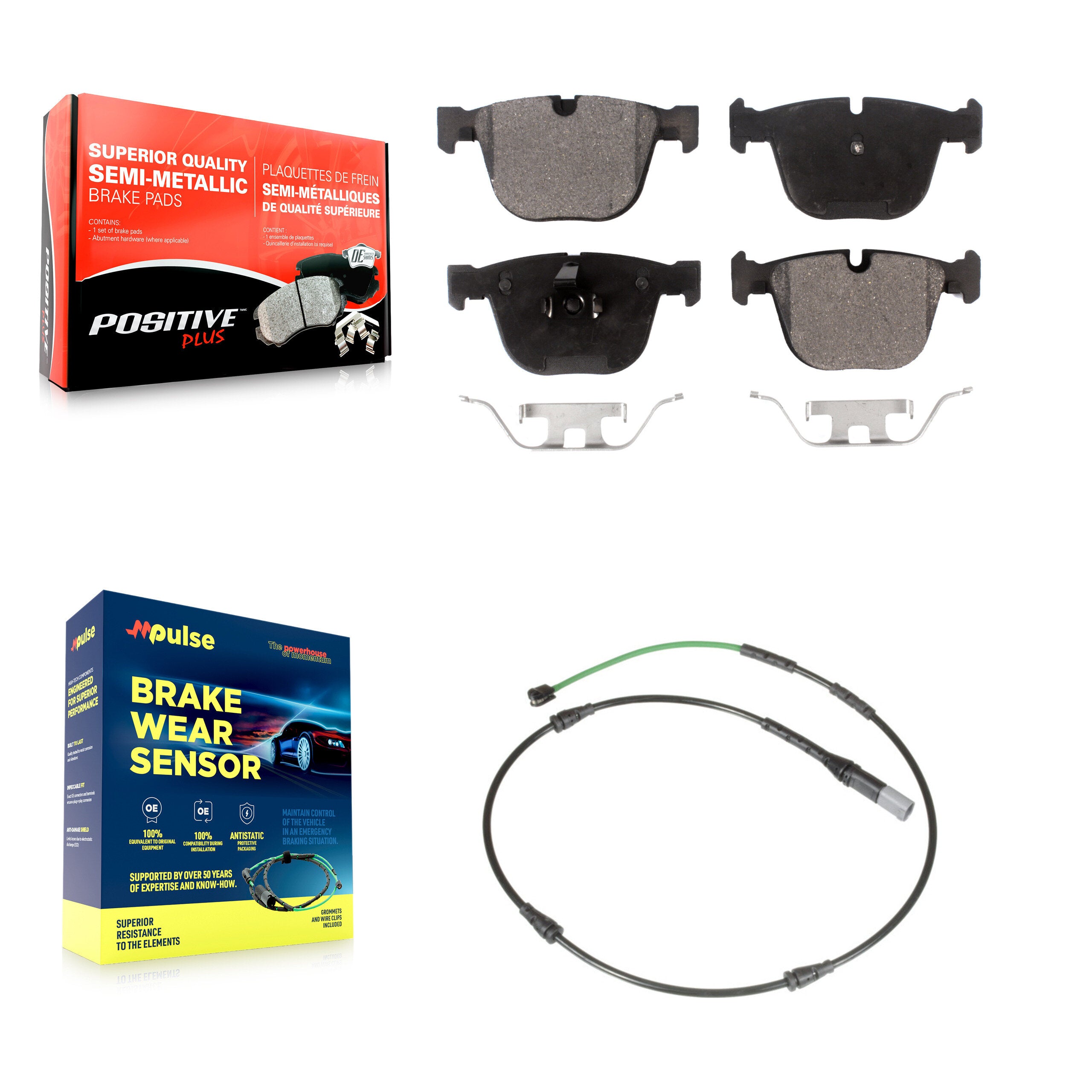 Rear Semi-Metallic Disc Brake Pads And Wear Sensors Kit For 2015-2016 BMW X5 M with 4.4L KPW-101600