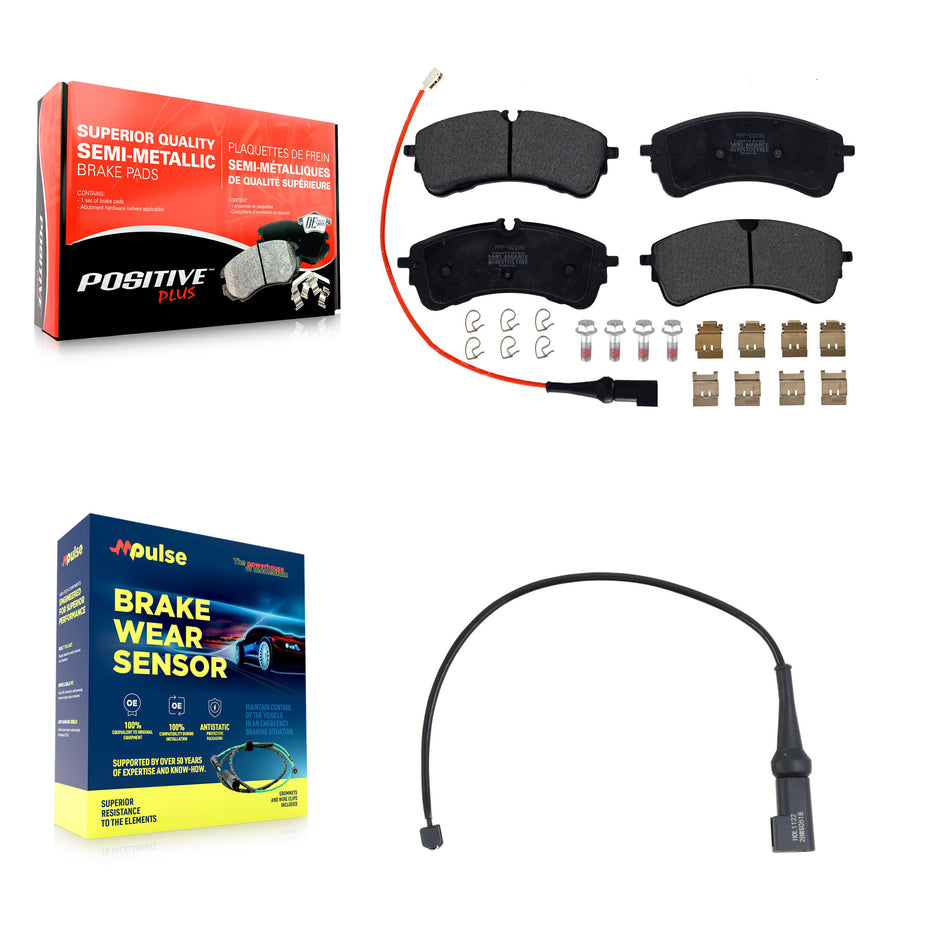 Rear Semi-Metallic Disc Brake Pads And Extra Wear Sensors Kit For Ford Transit-350 HD KPW-101602