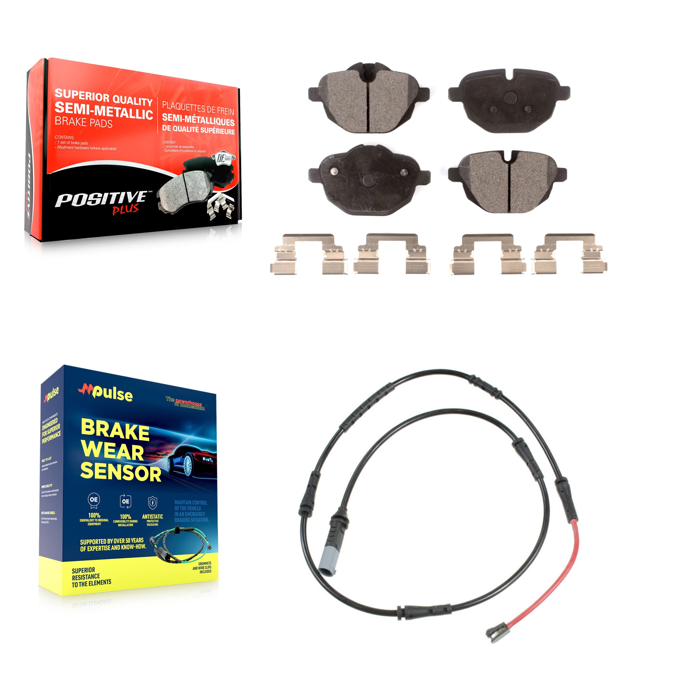 Rear Semi-Metallic Disc Brake Pads And Wear Sensors Kit For BMW 528i xDrive 535d KPW-101605