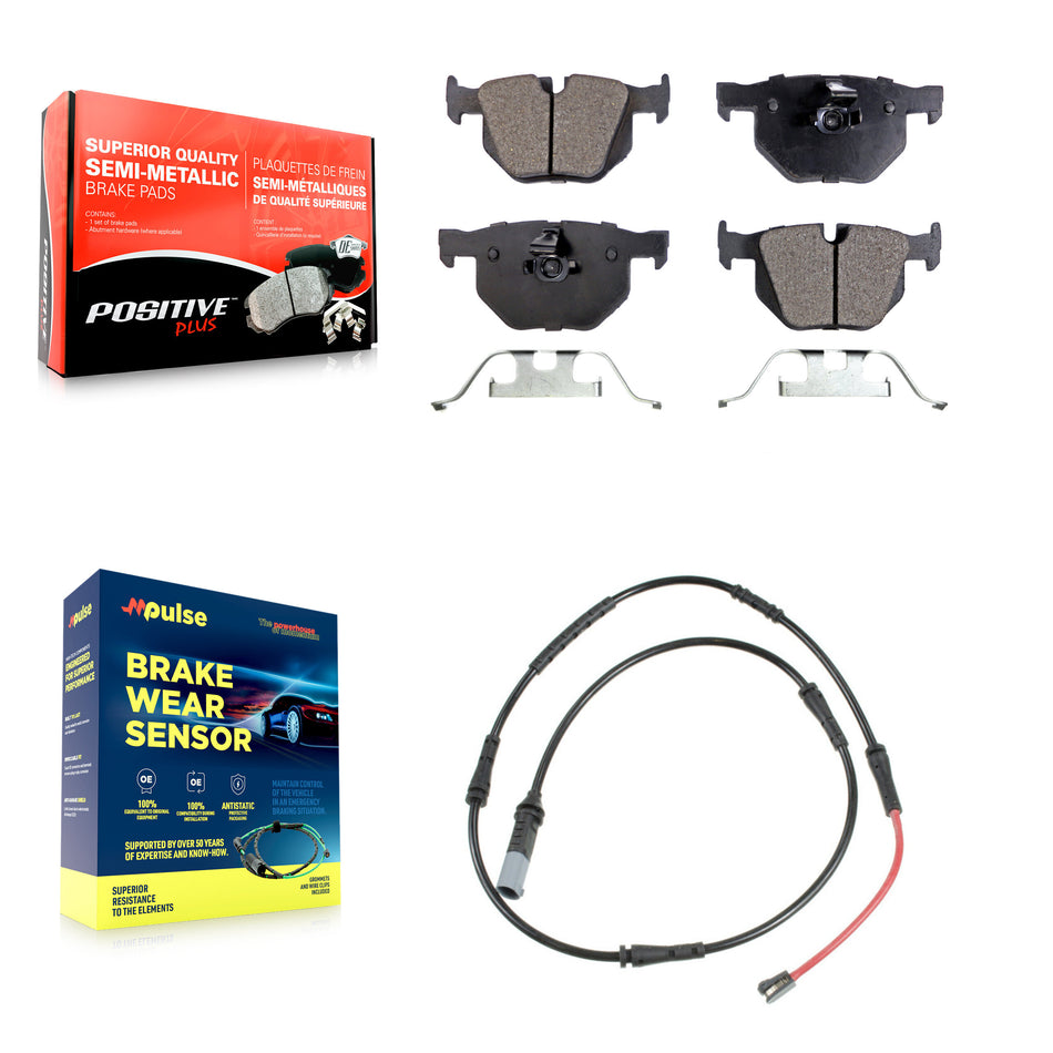Rear Semi-Metallic Disc Brake Pads And Wear Sensors Kit For 2009-2010 BMW 528i xDrive KPW-101606