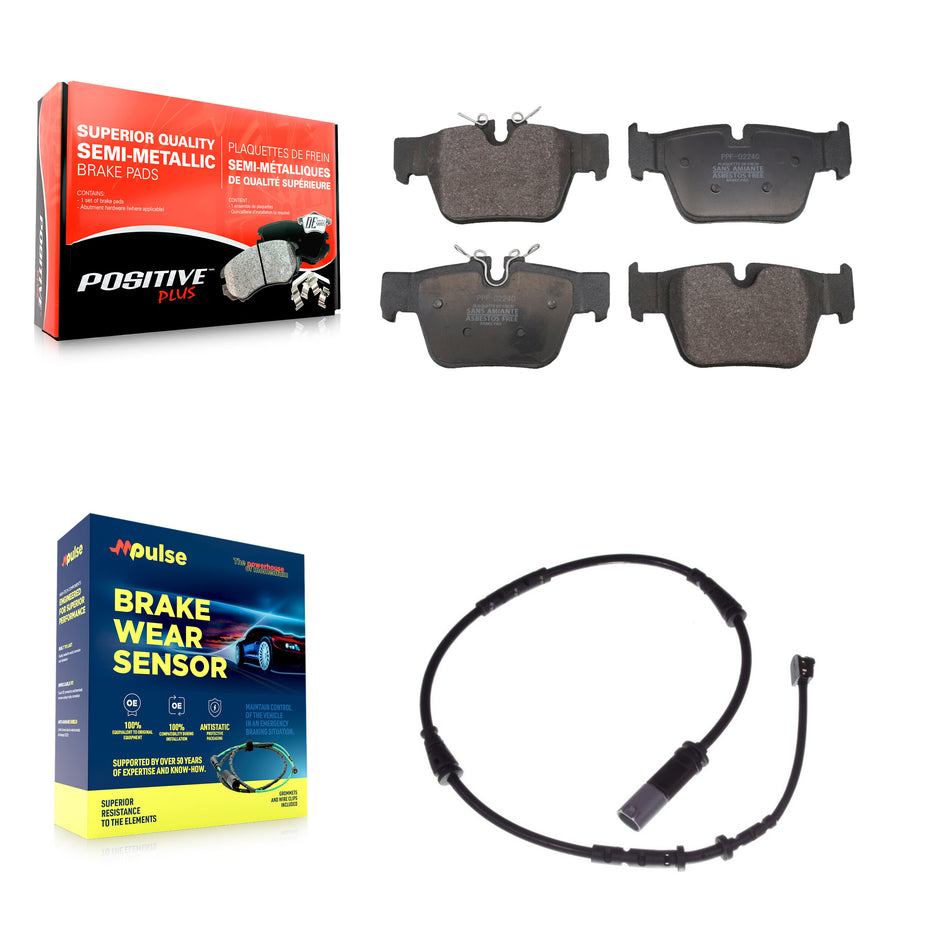 Rear Semi-Metallic Disc Brake Pads And Wear Sensor Kit For BMW X2 M235i xDrive Gran Coupe KPW-101614