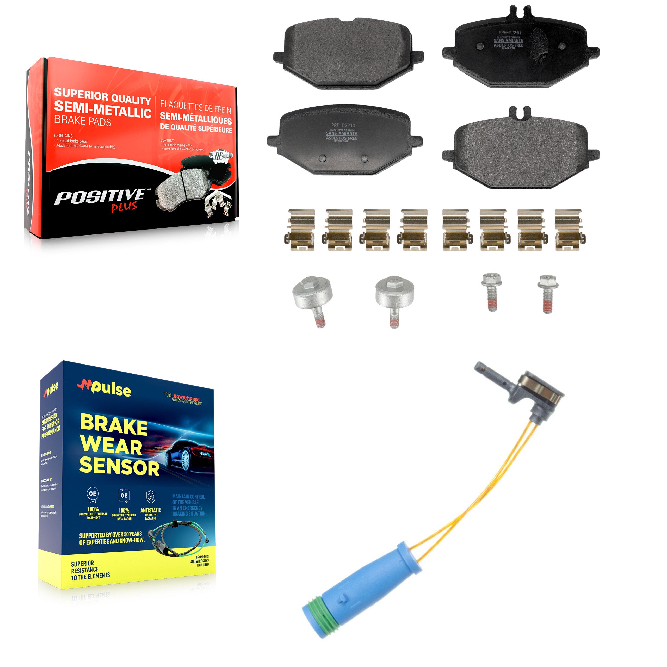 Rear Semi-Metallic Brake Pads Wear Sensor Kit For Mercedes-Benz GLE450 GLE350 GLS450 G550 KPW-101616