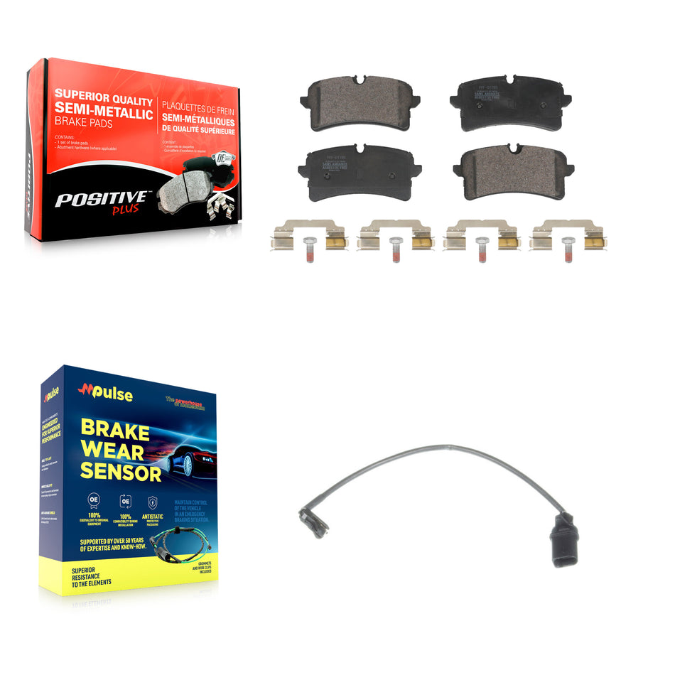 Rear Semi-Metallic Disc Brake Pads And Wear Sensors Kit For Audi A7 Quattro S6 RS7 S7 KPW-101619