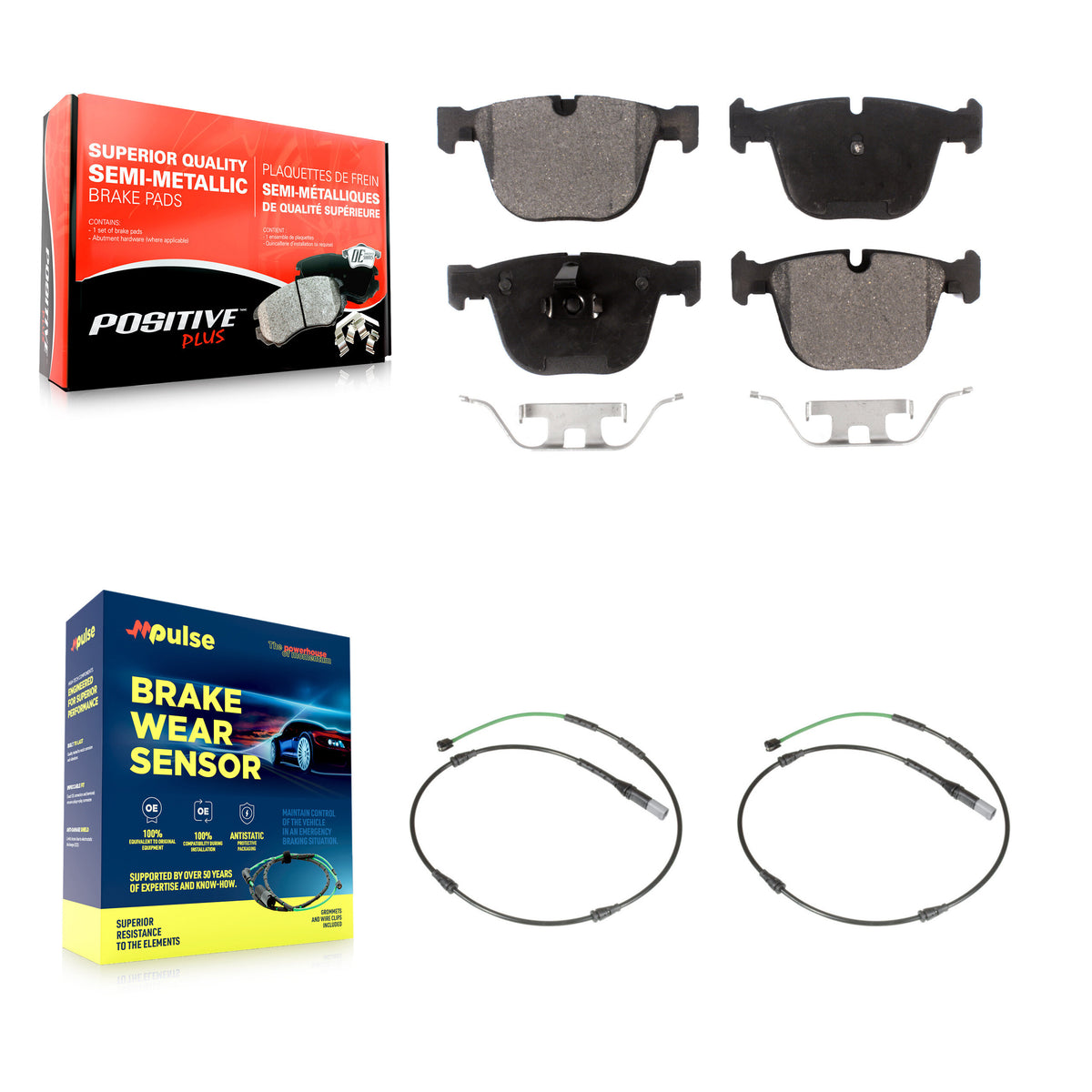 Rear Semi-Metallic Disc Brake Pads And Wear Sensors Kit For 2015-2016 BMW X5 M with 4.4L KPW-101623
