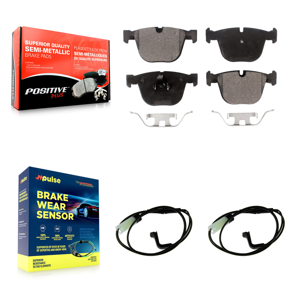 Rear Semi-Metallic Disc Brake Pads And Wear Sensors Kit For 2007-2010 BMW M5 KPW-101624