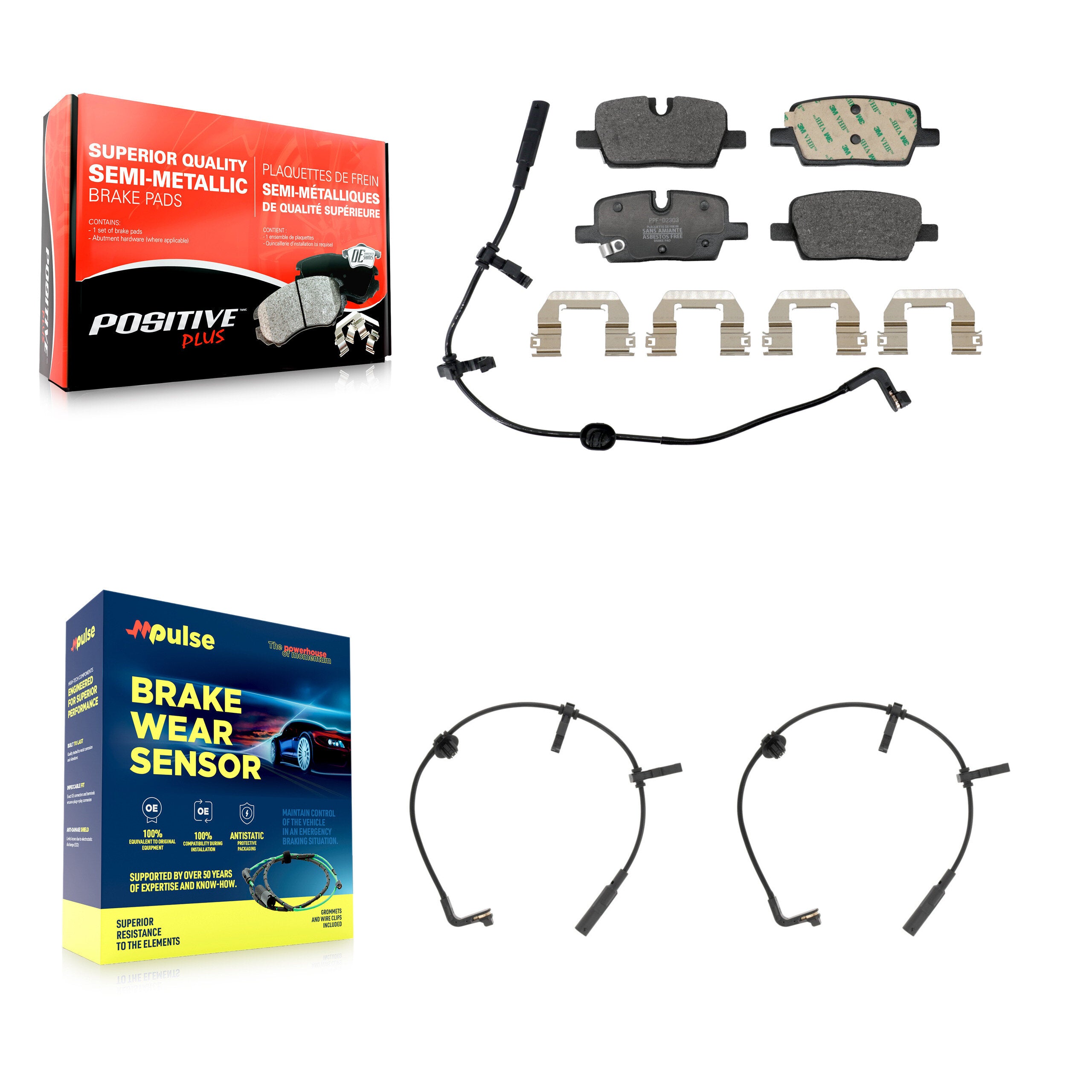Rear Semi-Metallic Brake Pad & Wear Sensor Kit For 2020 Cadillac CT6 With Brembo Calipers KPW-101627