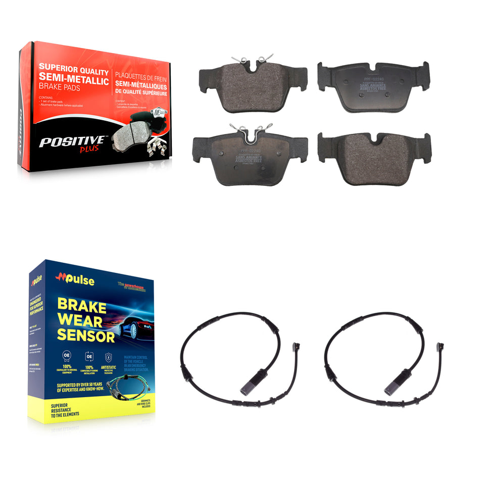 Rear Semi-Metallic Disc Brake Pads And Wear Sensor Kit For BMW X2 M235i xDrive Gran Coupe KPW-101637