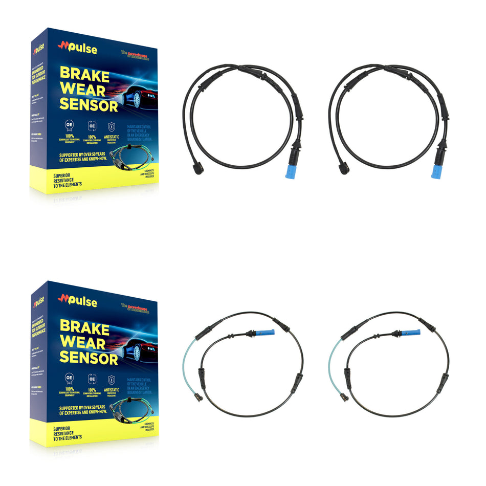 Front Rear Brake Pads Wear Sensor (4 Pack) For 20 BMW X6 3.0L 4.4L with Disc rear brakes KSE-100138