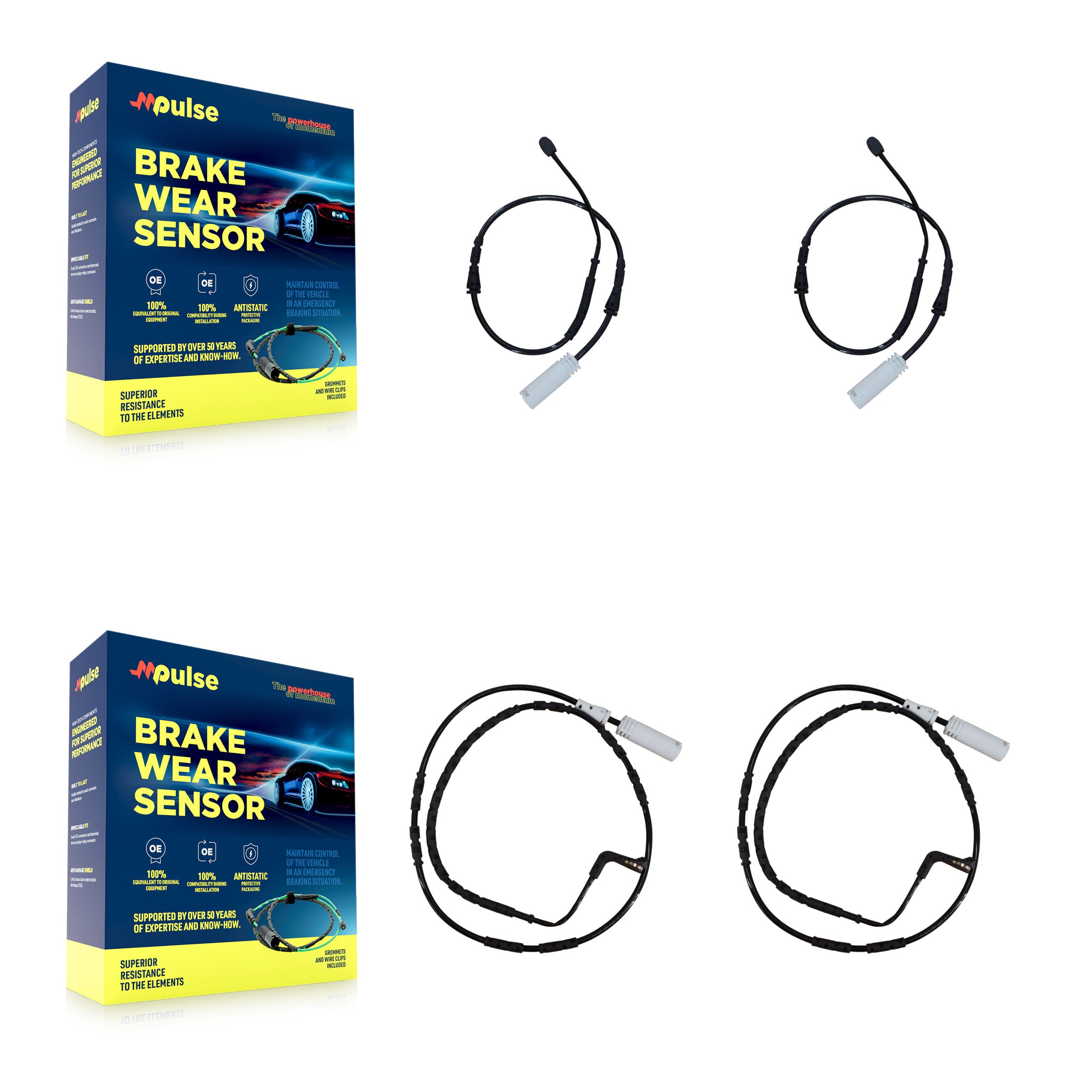 Front Rear Brake Pads Wear Sensor (4 Pack) For BMW 128i 3.0L KSE-100147
