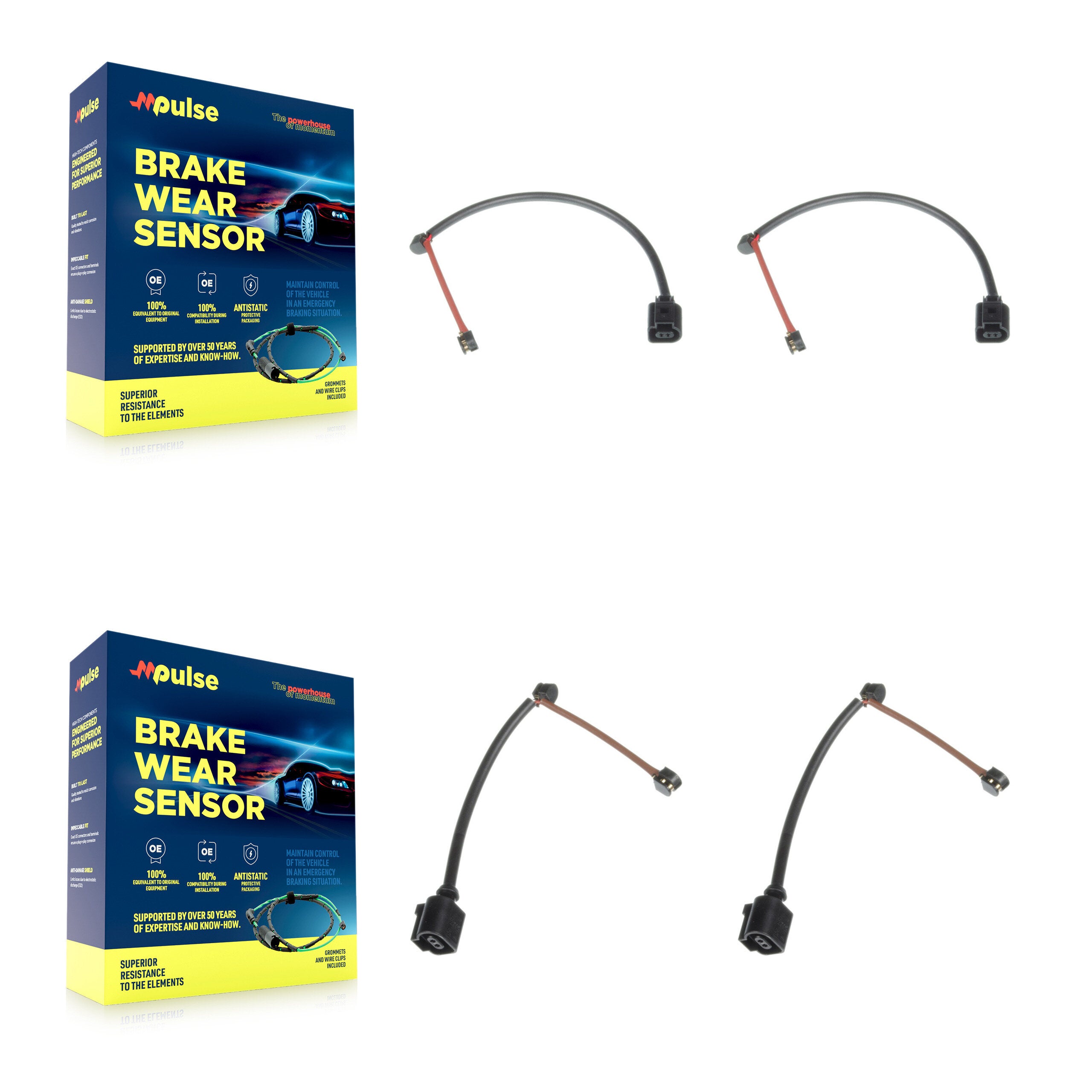 Front Rear Brake Pads Wear Sensor (4 Pack) For Porsche 911 Boxster KSE-100154