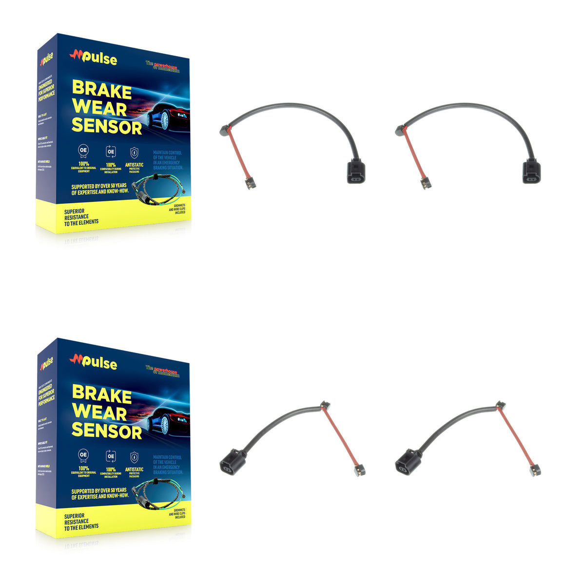 Front Rear Brake Pads Wear Sensor (4 Pack) For Porsche 718 Cayman Boxster KSE-100182