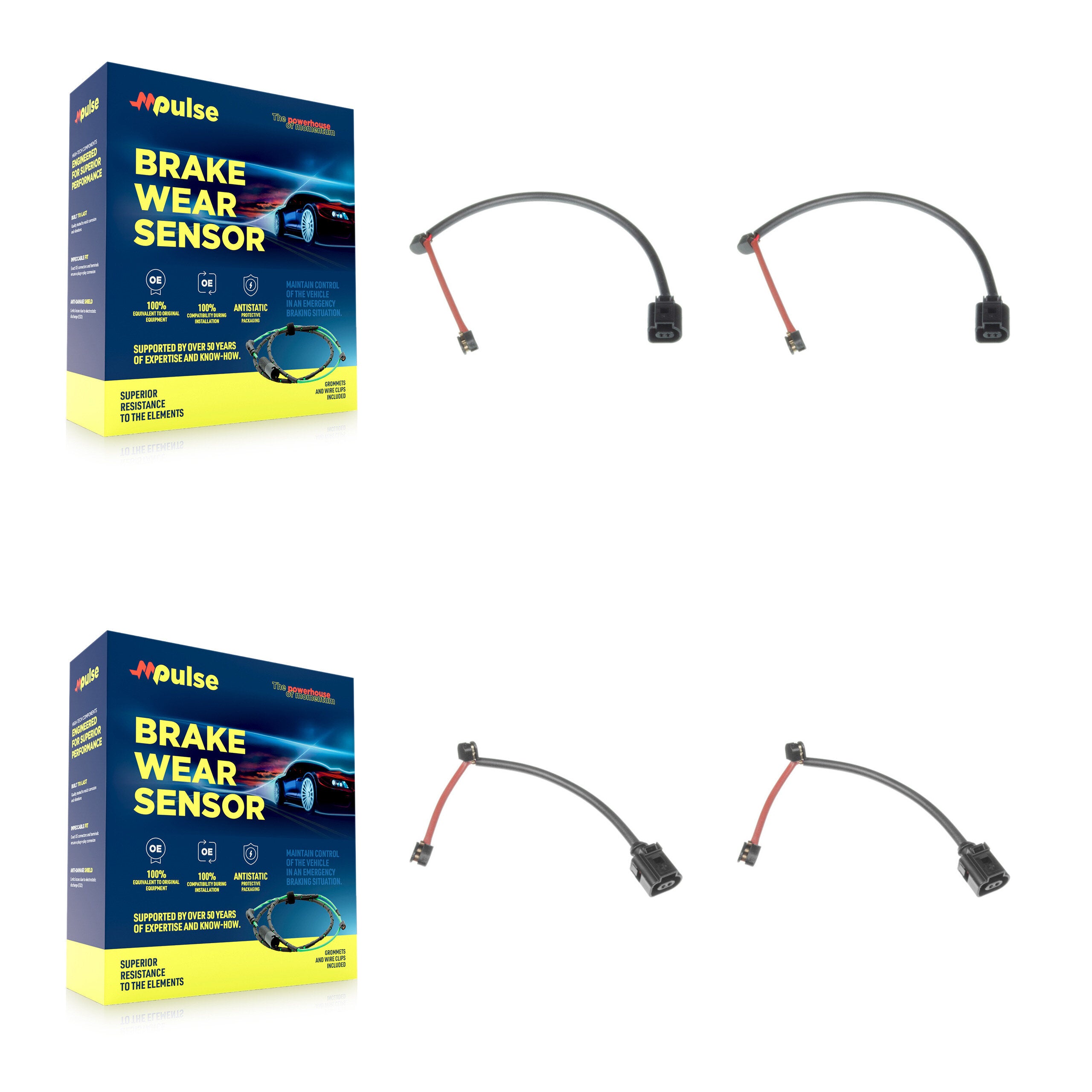 Front Rear Brake Pads Wear Sensor (4 Pack) For Porsche 911 KSE-100183