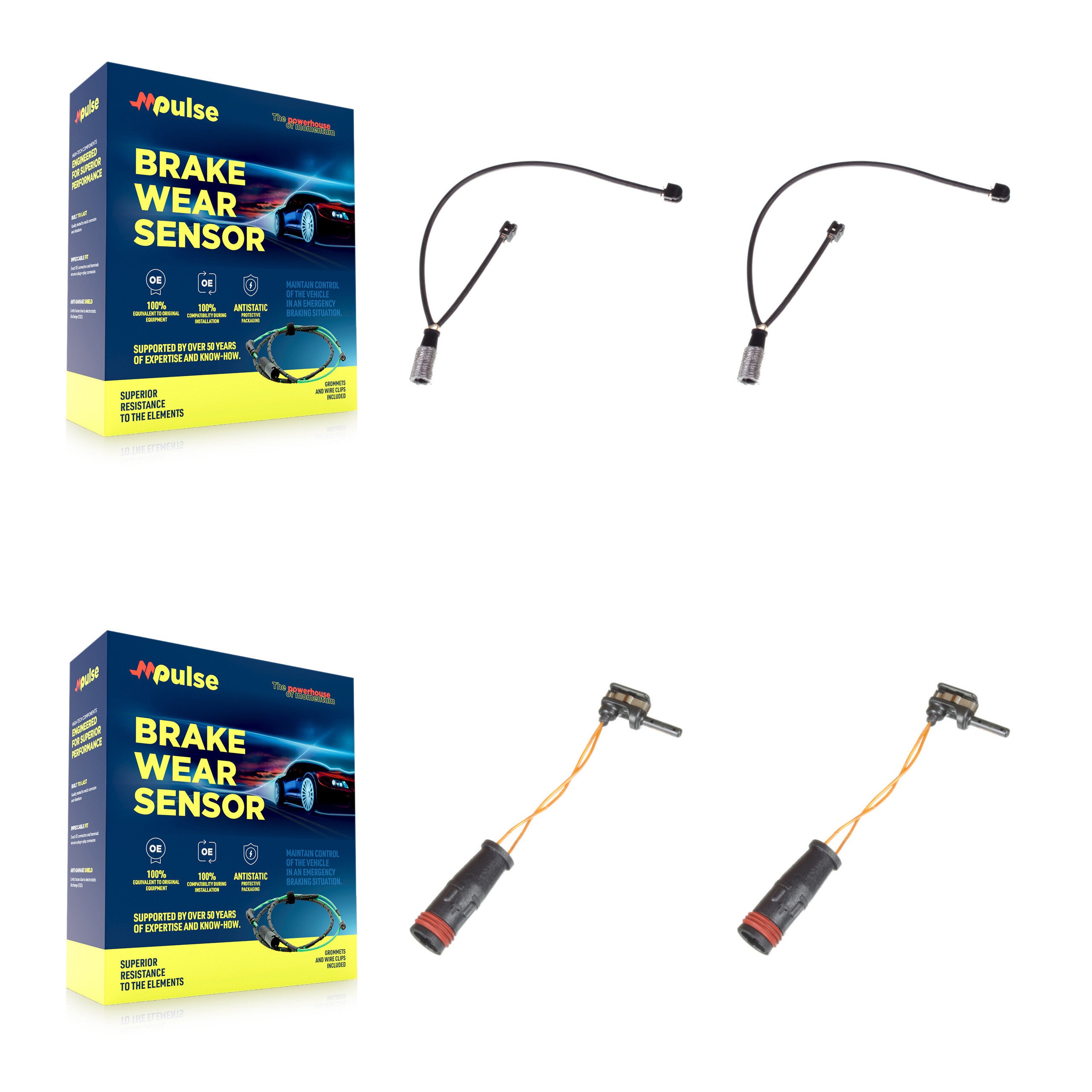 Front Rear Brake Pads Wear Sensor (4 Pack) For Mercedes-Benz E63 AMG S GT R C Black 63 KSE-100203