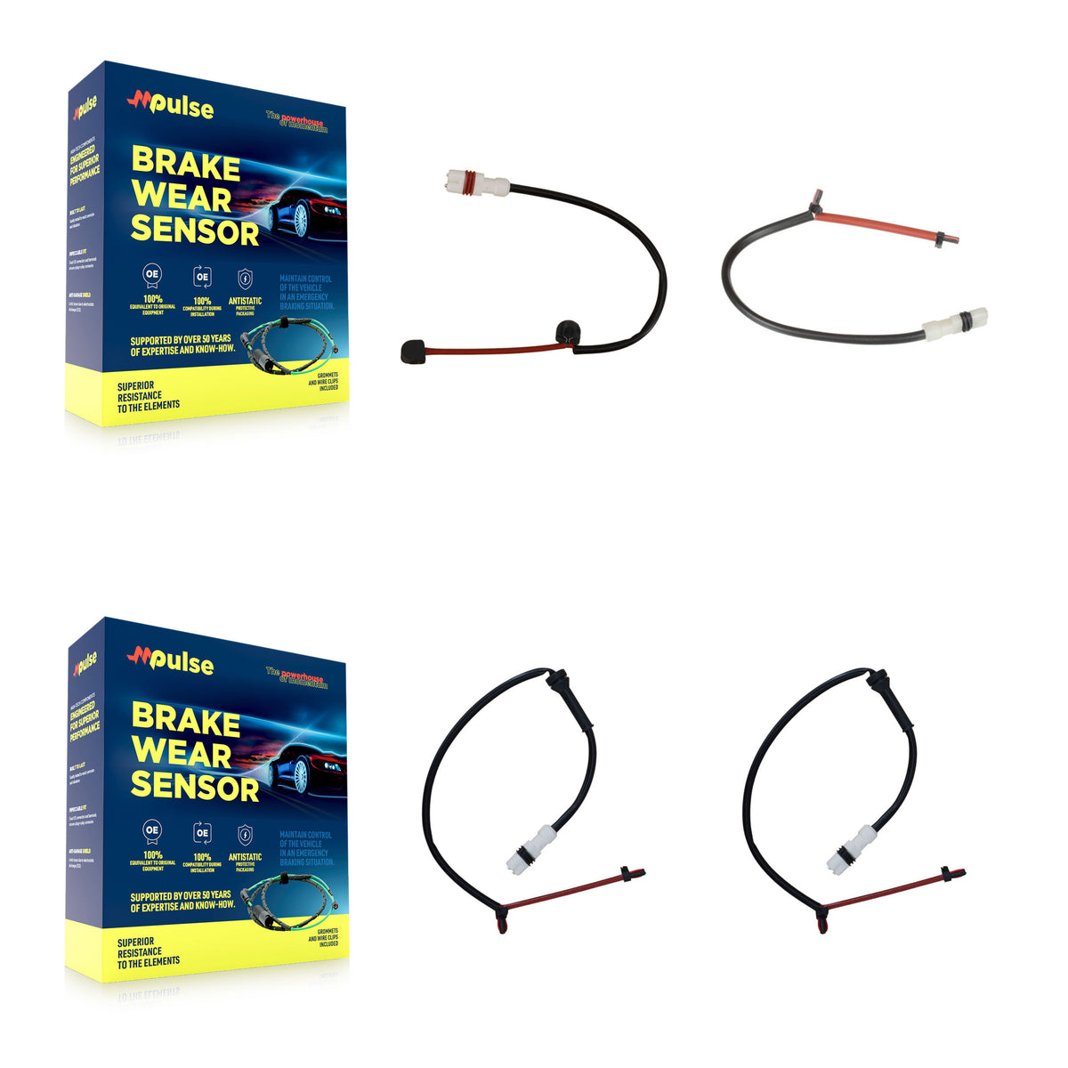 Front Rear Brake Pads Wear Sensor (2 Pack) For 2005 Porsche Boxster 3.2L with Steel Rotor KSE-100392