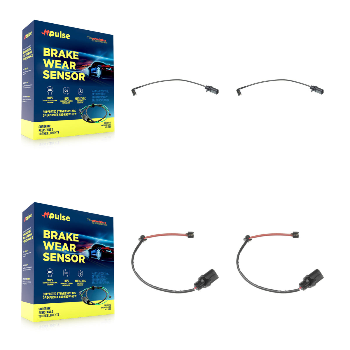 Front Rear Brake Pads Wear Sensor (4 Pack) For 2012 Audi A6 KSE-100399