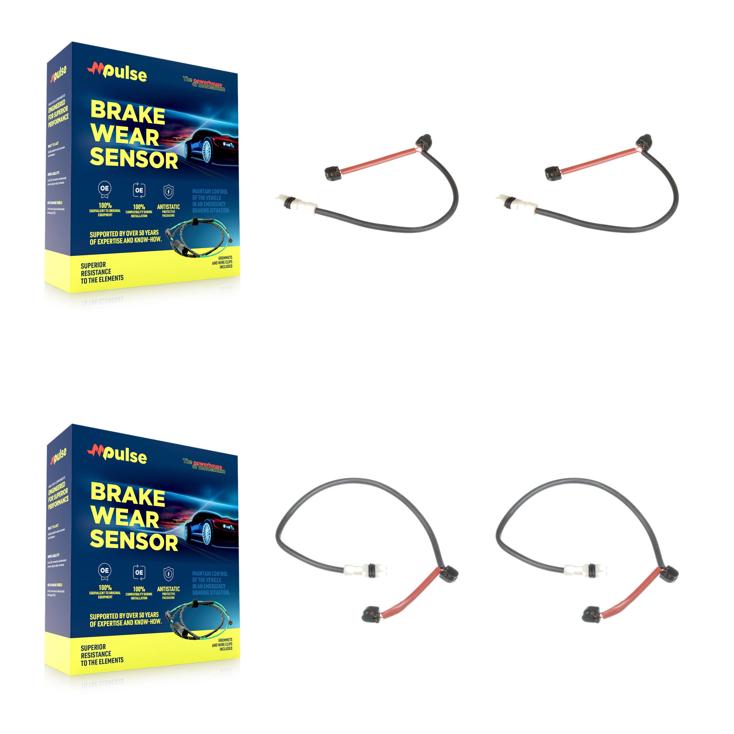 Front Rear Brake Pads Wear Sensor (4 Pack) For 10-11 Porsche 911 without Ceramic Rotor KSE-100413