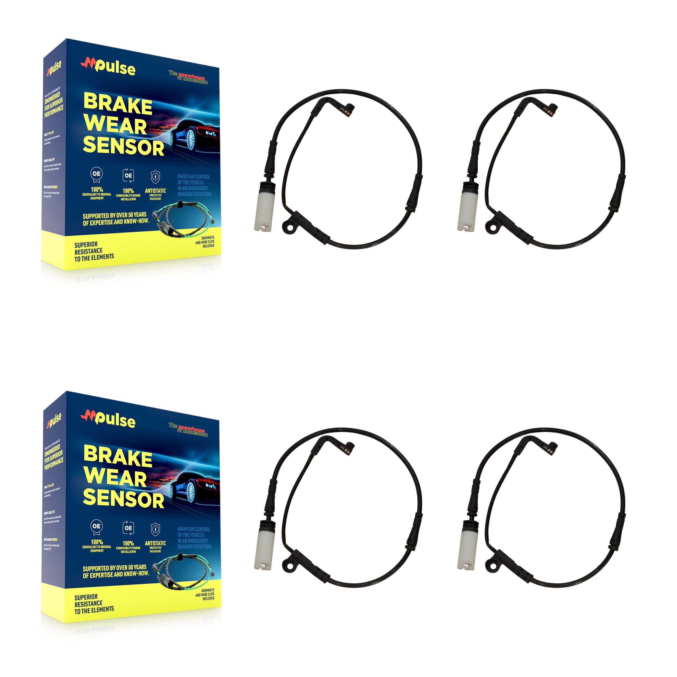 Front Rear Brake Pads Wear Sensor (4 Pack) For 2006-2010 BMW 650Ci 4.8L KSE-100457