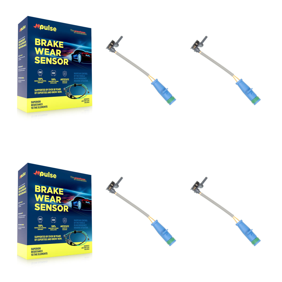 Front Rear Brake Pads Wear Sensor (4 Pack) For Mercedes-Benz S450 without Ceramic KSE-100476