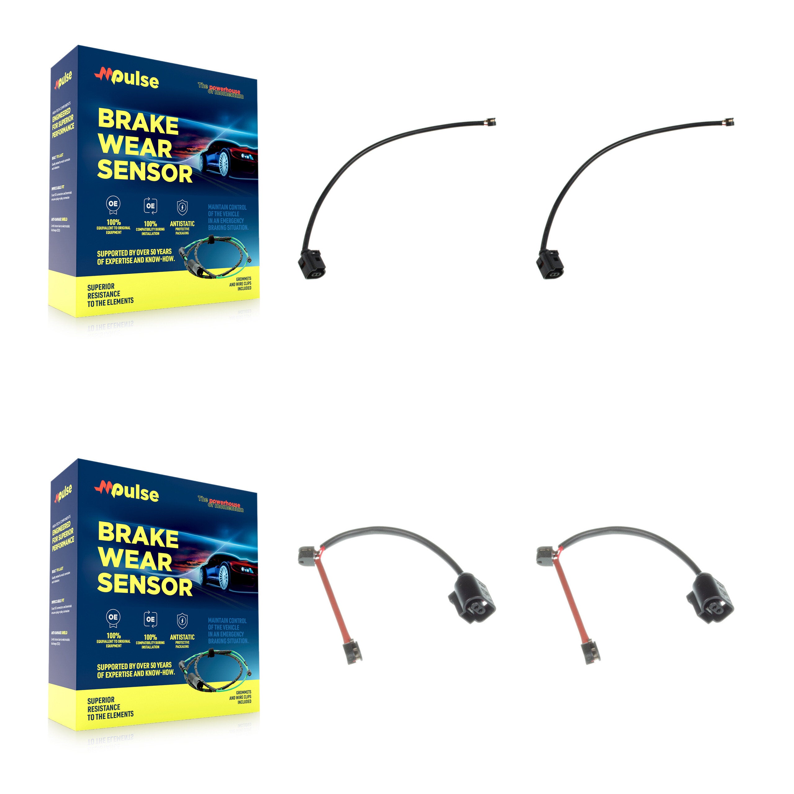 Front Rear Brake Pads Wear Sensor (4 Pack) For Audi Q7 with Ceramic Composite KSE-100500