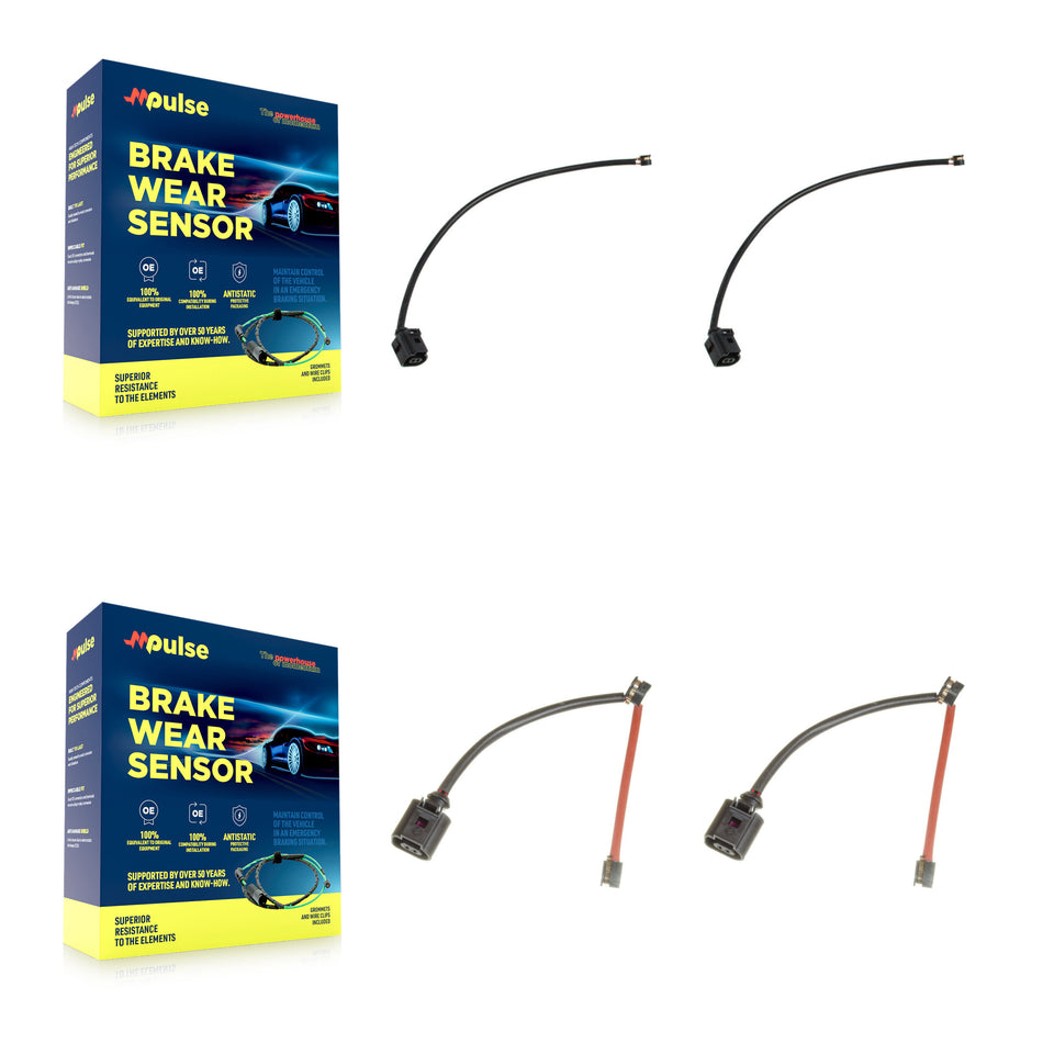 Front Rear Brake Pads Wear Sensor (4 Pack) For Audi Q7 with Ceramic Composite KSE-100501