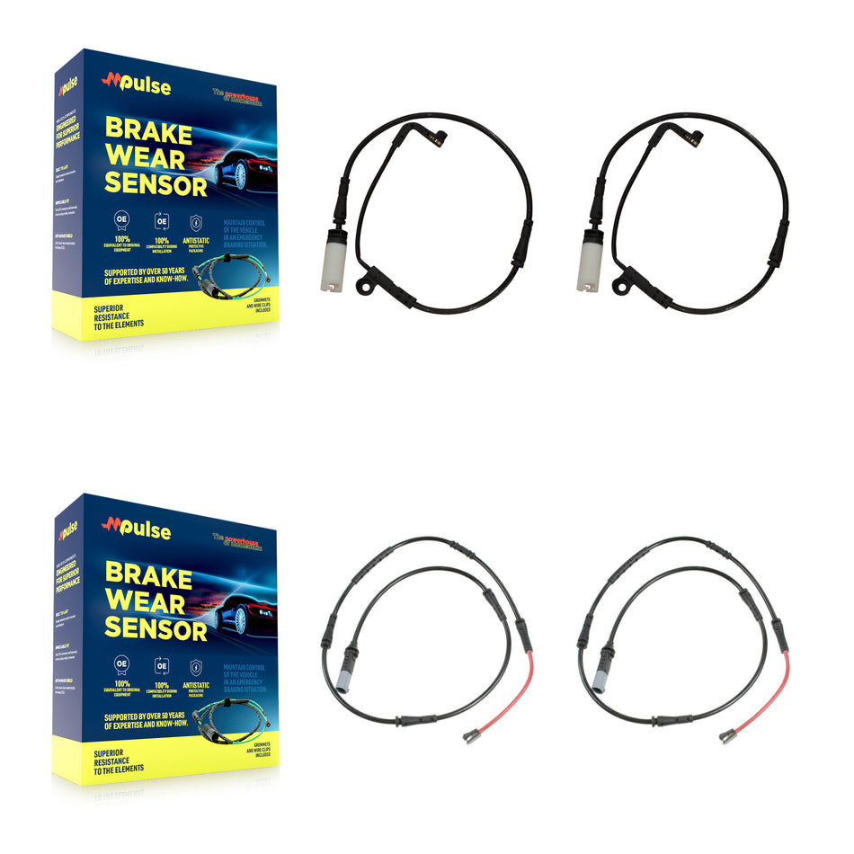 Front Rear Brake Pads Wear Sensor (4 Pack) For 2009-2010 BMW 528i xDrive 3.0L KSE-100512
