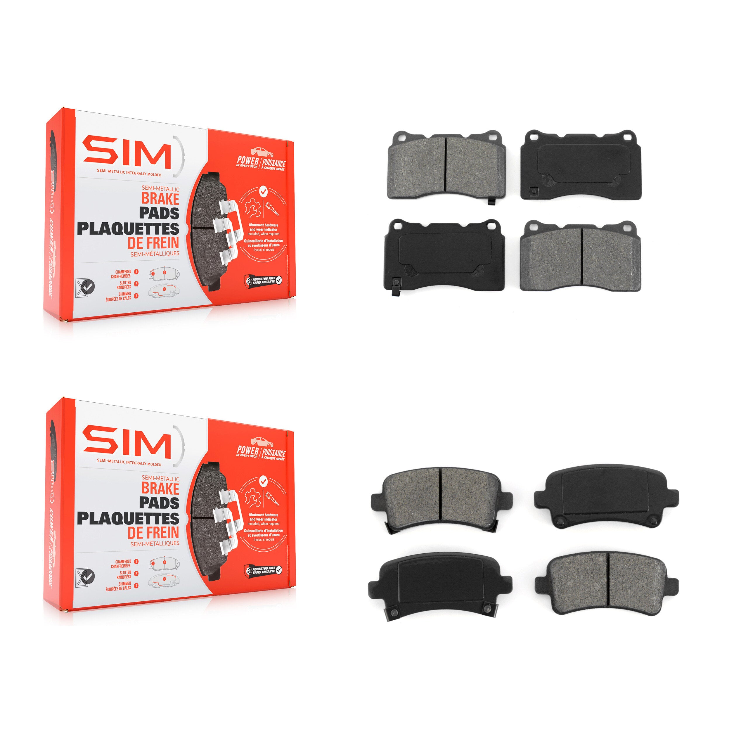 Front Rear Semi-Metallic Brake Pads Kit For Buick Regal Cadillac XTS Saab 9-5 KSM-100007