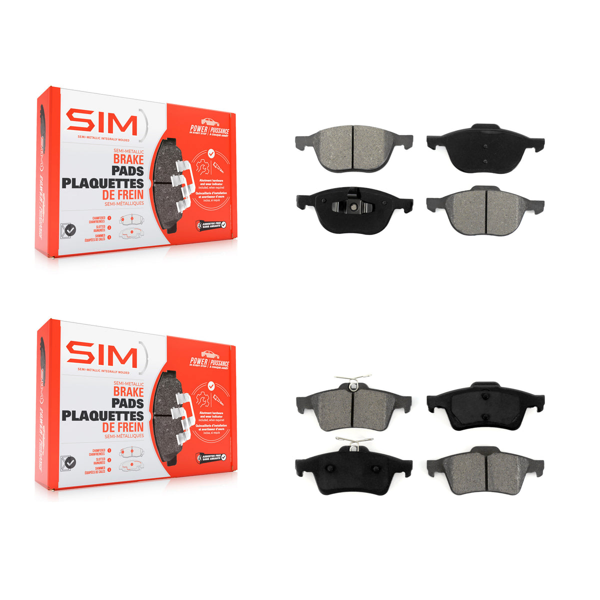 Front Rear Semi-Metallic Brake Pad Kit For Ford Mazda 3 Escape Focus 5 EcoSport Volvo S40 KSM-100023