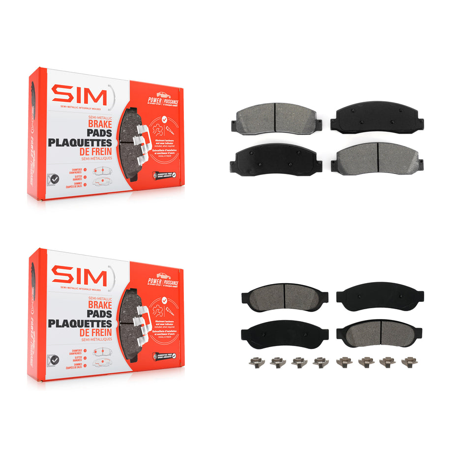 Front Rear Semi-Metallic Brake Pads Kit For Ford F-350 Super Duty With Dual Wheels KSM-100036