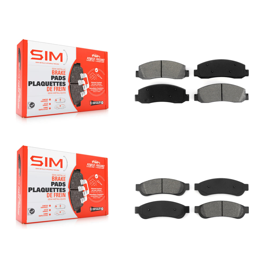 Front Rear Semi-Metallic Brake Pads Kit For Ford F-250 Super Duty F-350 F-450 KSM-100038