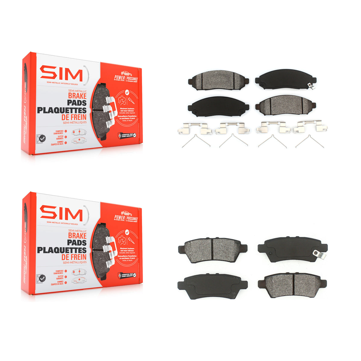 Front Rear Semi-Metallic Brake Pads Kit For Nissan Pathfinder Xterra KSM-100054