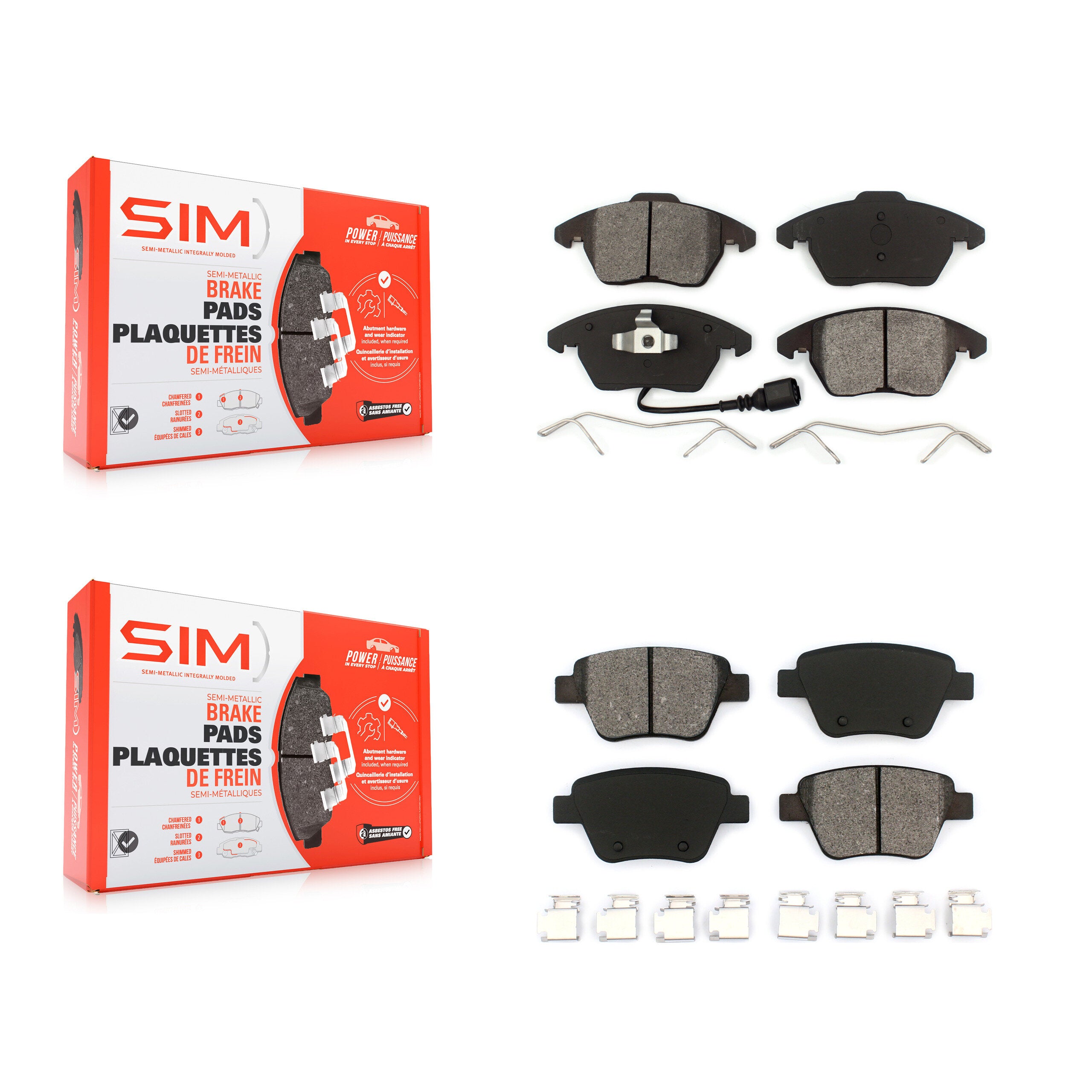 Front Rear Semi-Metallic Brake Pads Kit For Volkswagen Jetta Beetle Golf GTI Eos Audi A3 KSM-100057