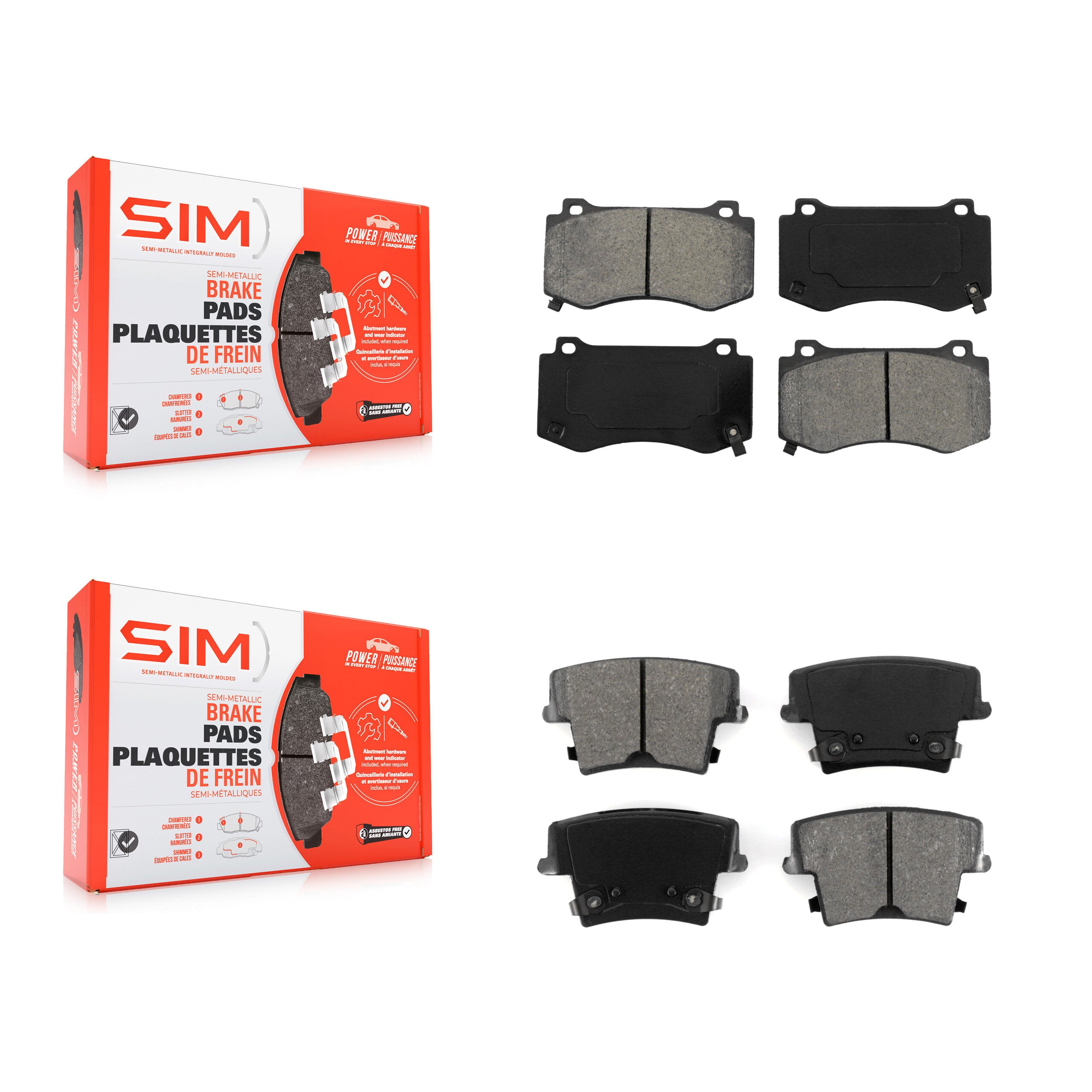 Front Rear Semi-Metallic Brake Pads Kit For 2015 Dodge Charger R T Scat Pack with 6.4L KSM-100064