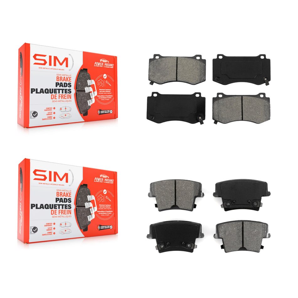Front Rear Semi-Metallic Brake Pads Kit For 2015 Dodge Charger R T Scat Pack with 6.4L KSM-100064