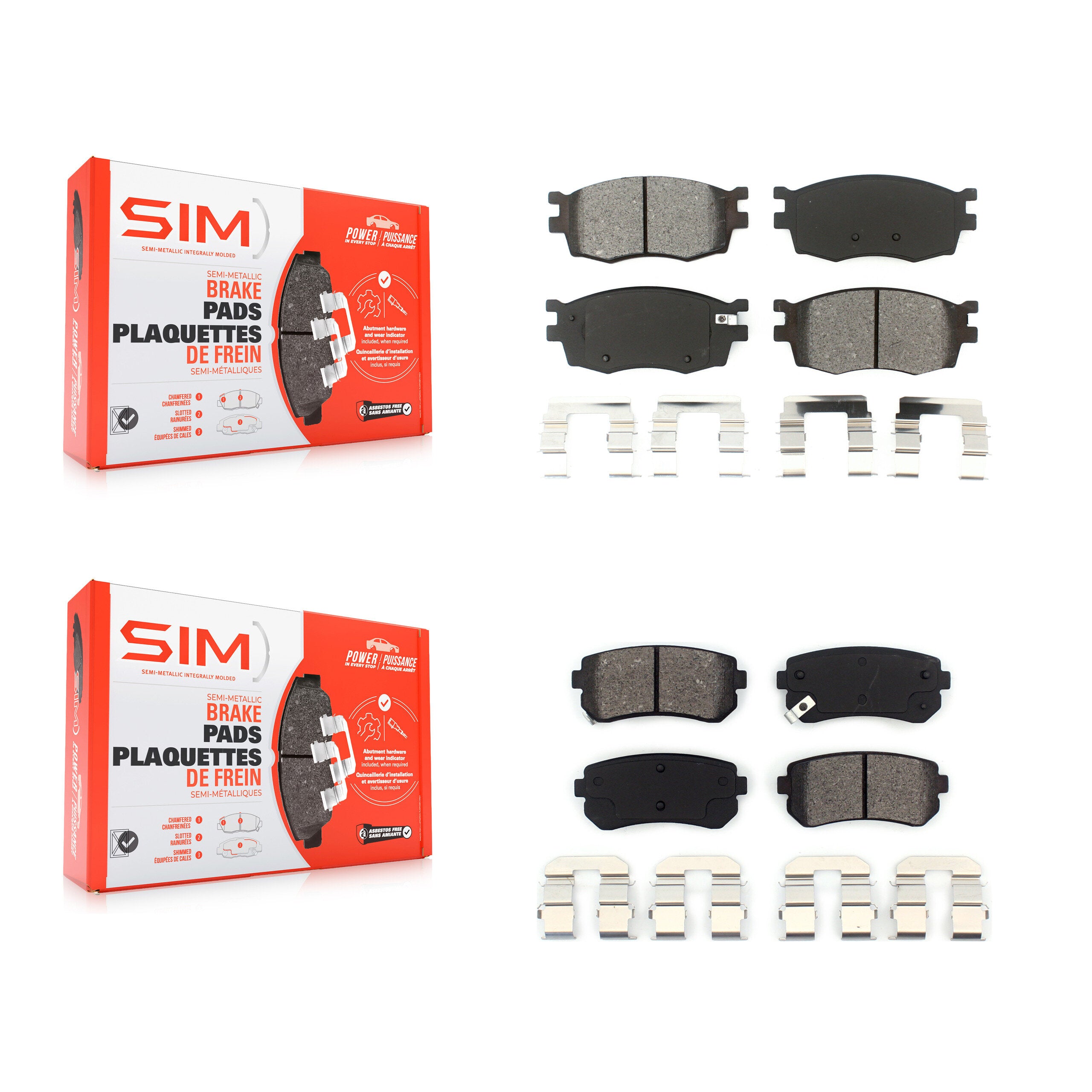 Front Rear Semi-Metallic Brake Pads Kit For Hyundai Accent Kia Rio Rio5 KSM-100065