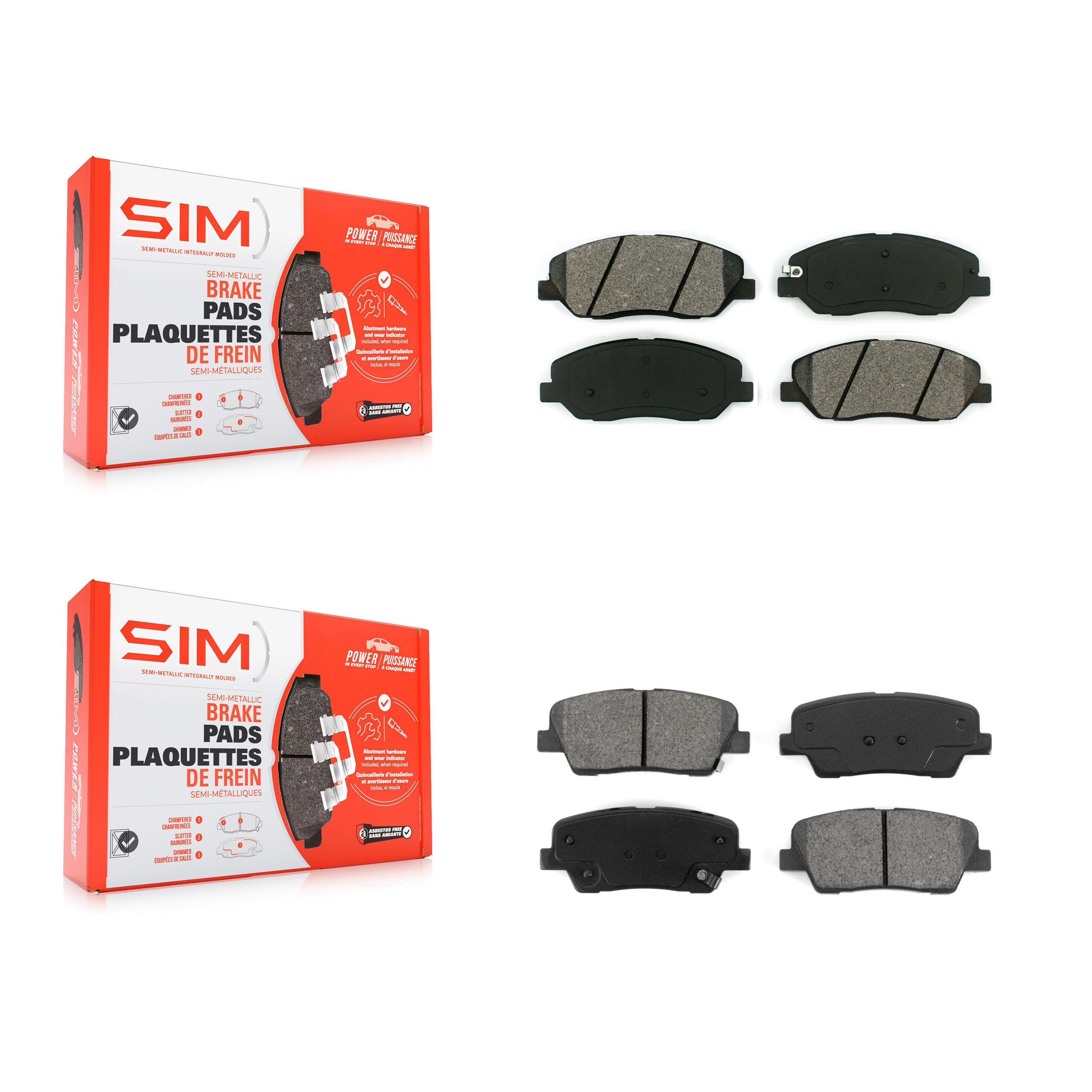 Front Rear Semi-Metallic Brake Pads Kit For Kia Sedona Hyundai Entourage Genesis Borrego KSM-100080