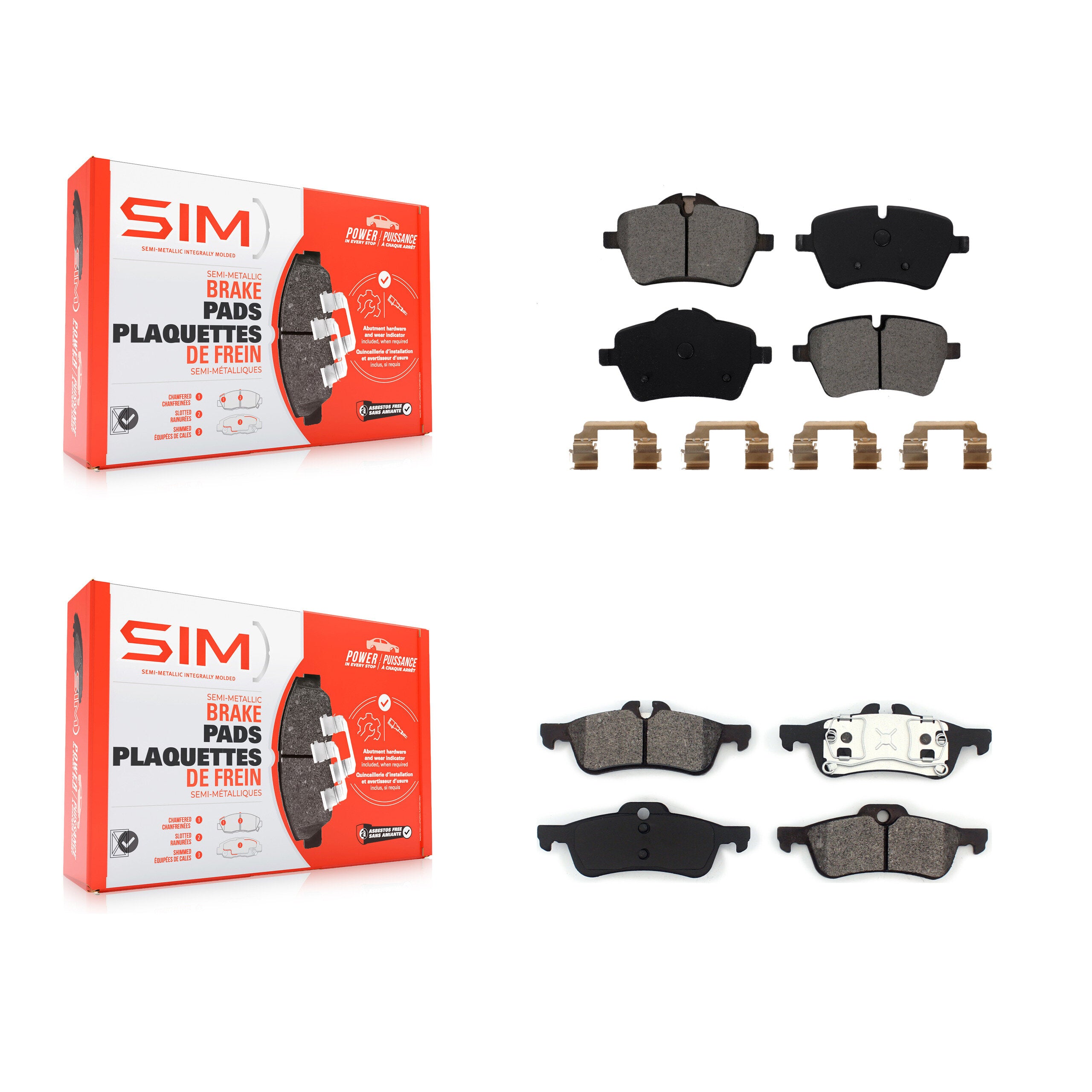 Front Rear Semi-Metallic Brake Pads Kit For Mini Cooper With 294mm Diameter Rotor KSM-100084