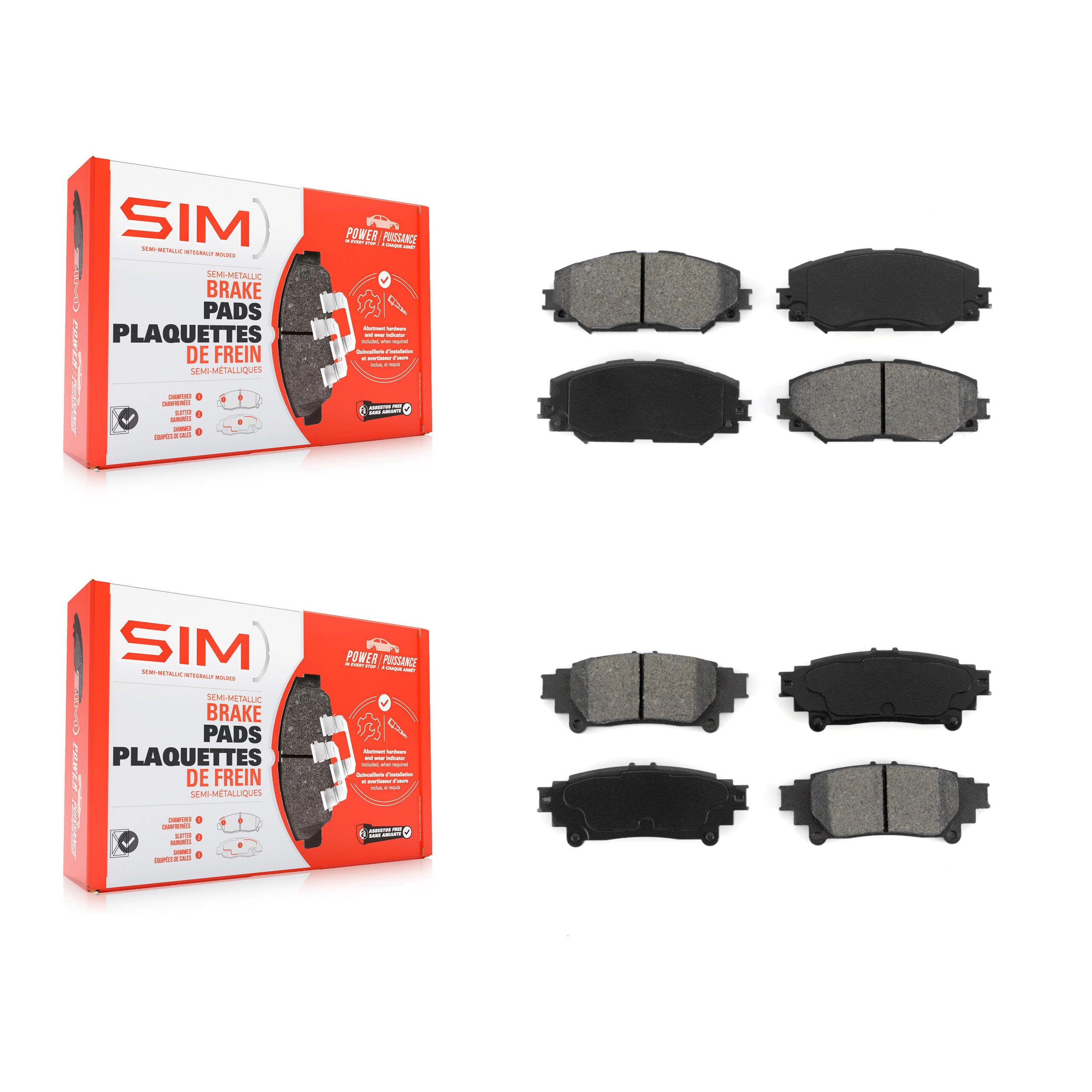 Front Rear Semi-Metallic Brake Pads Kit For 2012-2018 Toyota Prius V KSM-100089