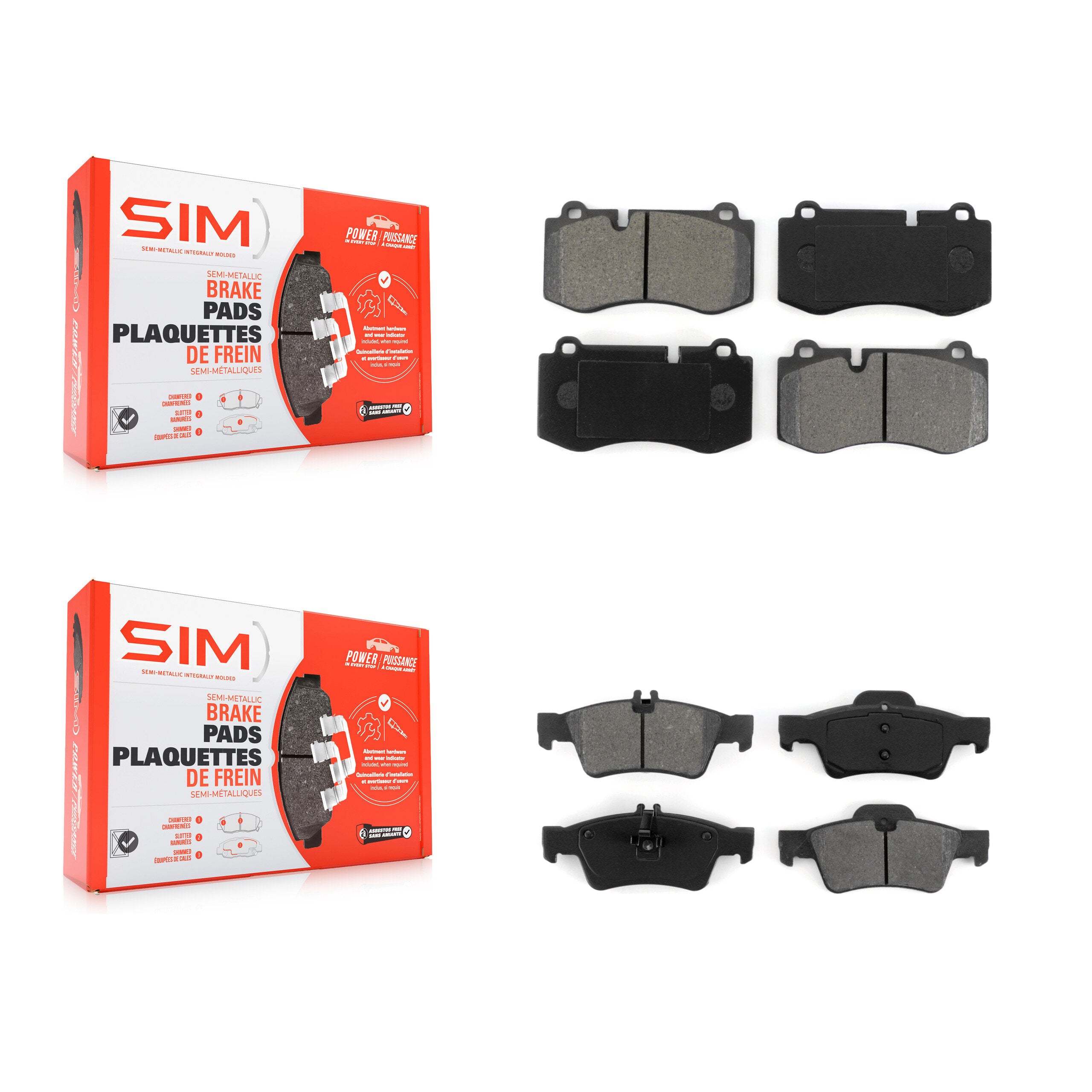 Front Rear Semi-Metallic Brake Pads Kit For Mercedes-Benz S550 SL550 S450 S350 CL550 S400 KSM-100093