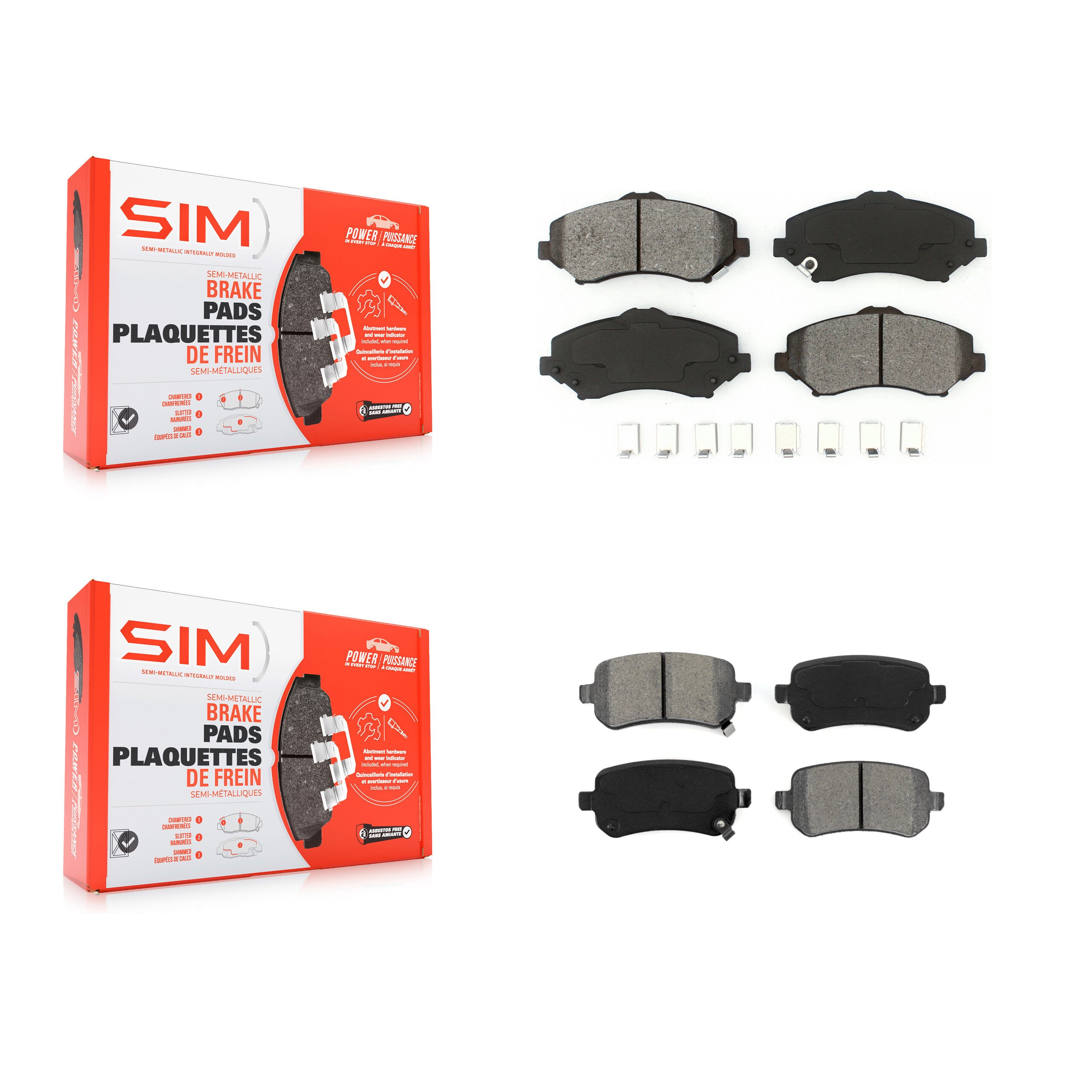 Front Rear Semi-Metallic Brake Pads Kit For Dodge Grand Caravan Journey Chrysler Town & KSM-100099